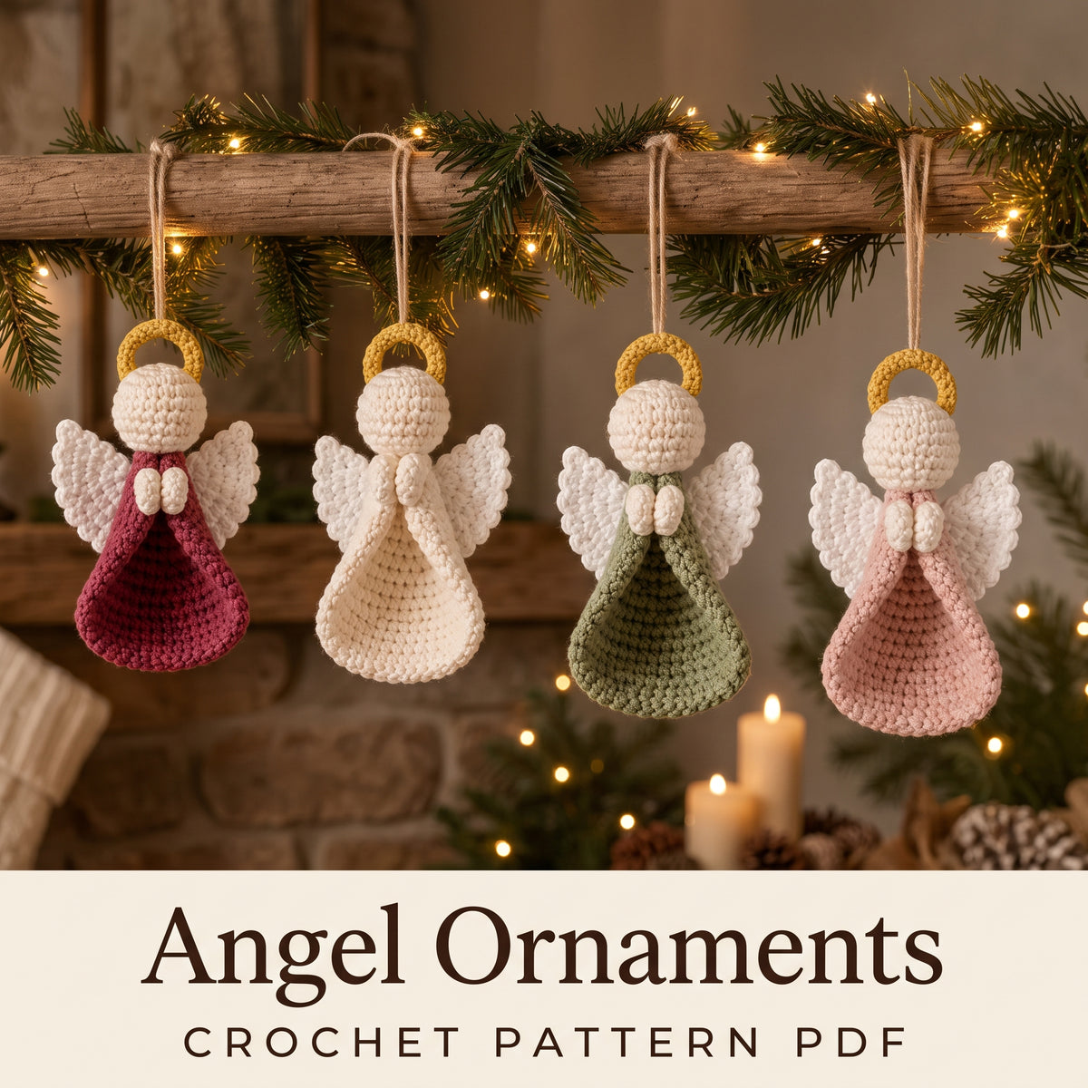 Crochet Angel Ornament Pattern PDF, Easy Christmas Angel, Tree Ornament and Gift Topper, Beginner Friendly