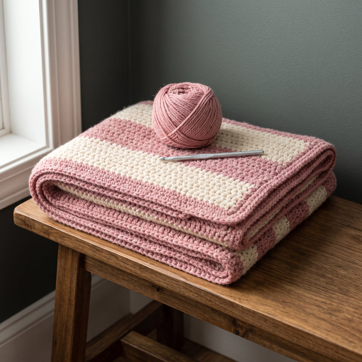 Easy Crochet Blanket Pattern PDF, Half Double Crochet Throw, Beginner Blanket, 4 Sizes Baby to Large Throw, Striped Option