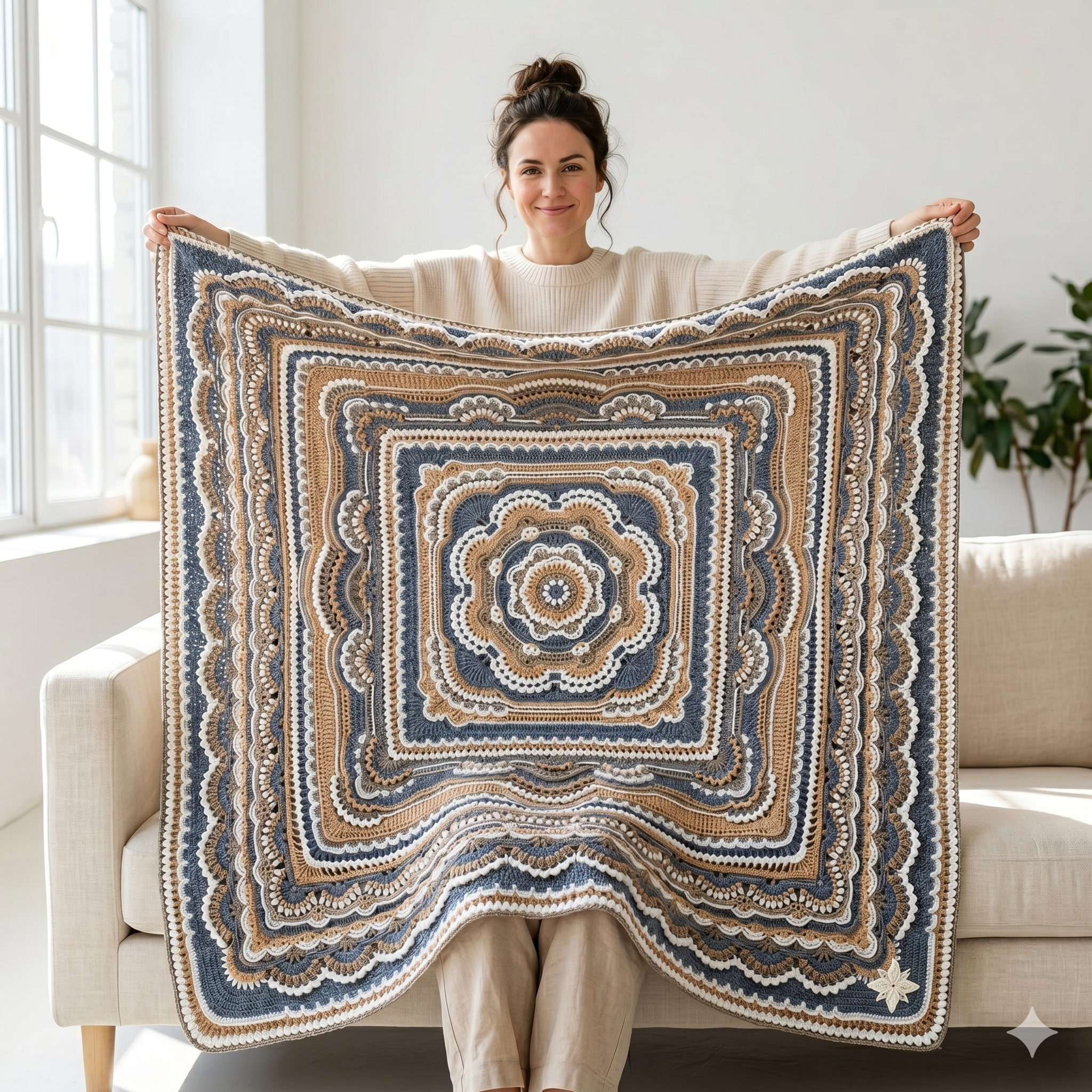 Crochet blanket pattern pdf file FLORAL FANTASIA blanket pattern photo tutorial girl vintage vibe blanket pattern