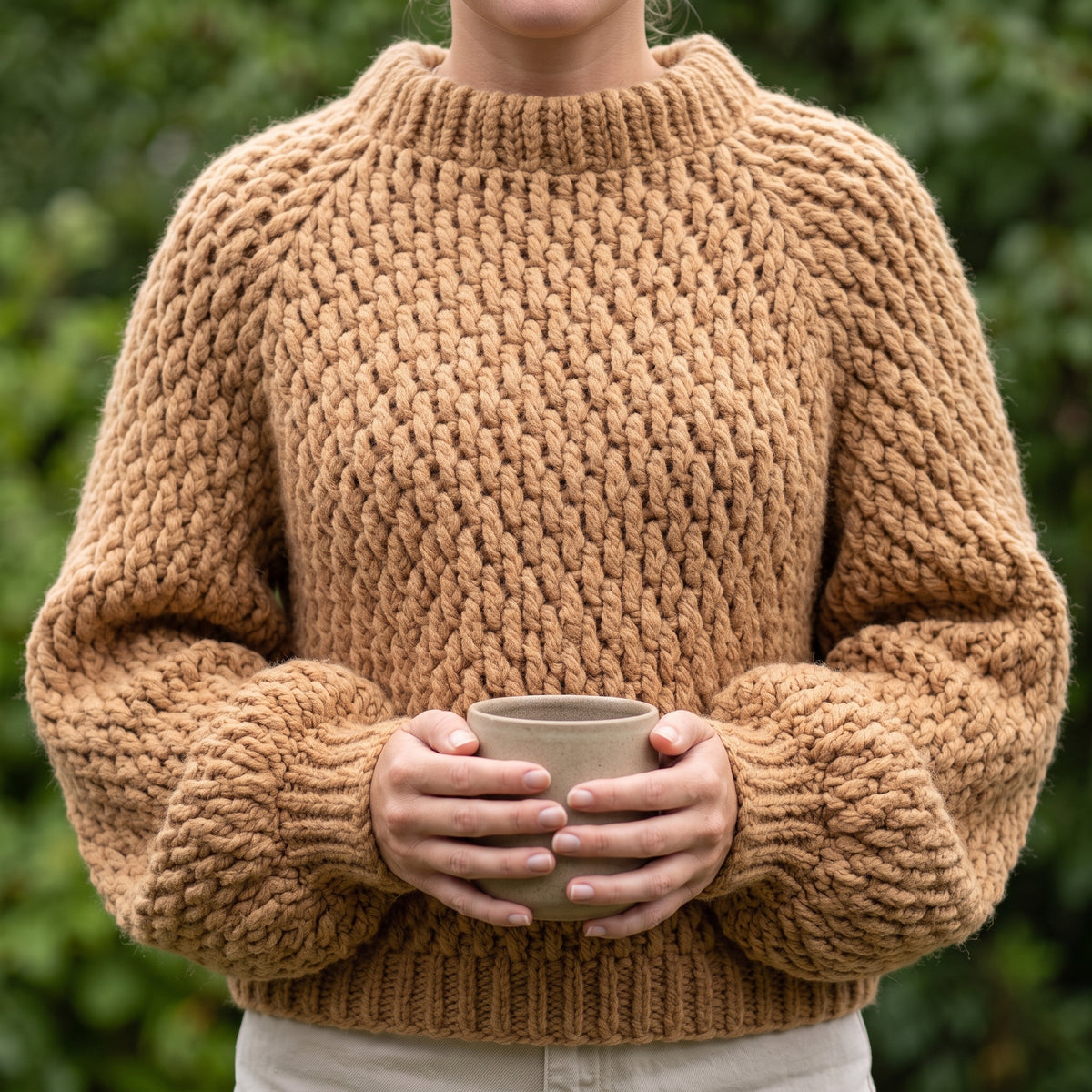Alpine Stitch Sweater Crochet Pattern | Top Down Raglan, No Sewing | Chunky Textured Jumper | US Terms | Instant Download PDF