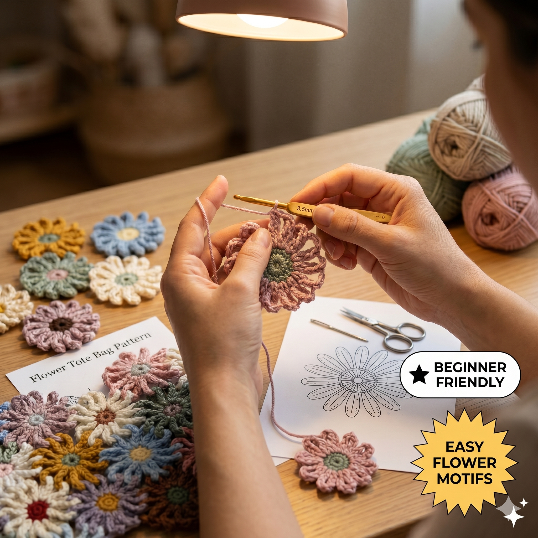 Crochet Flower Bag Pattern – Floral Tote Bag PDF Digital Download