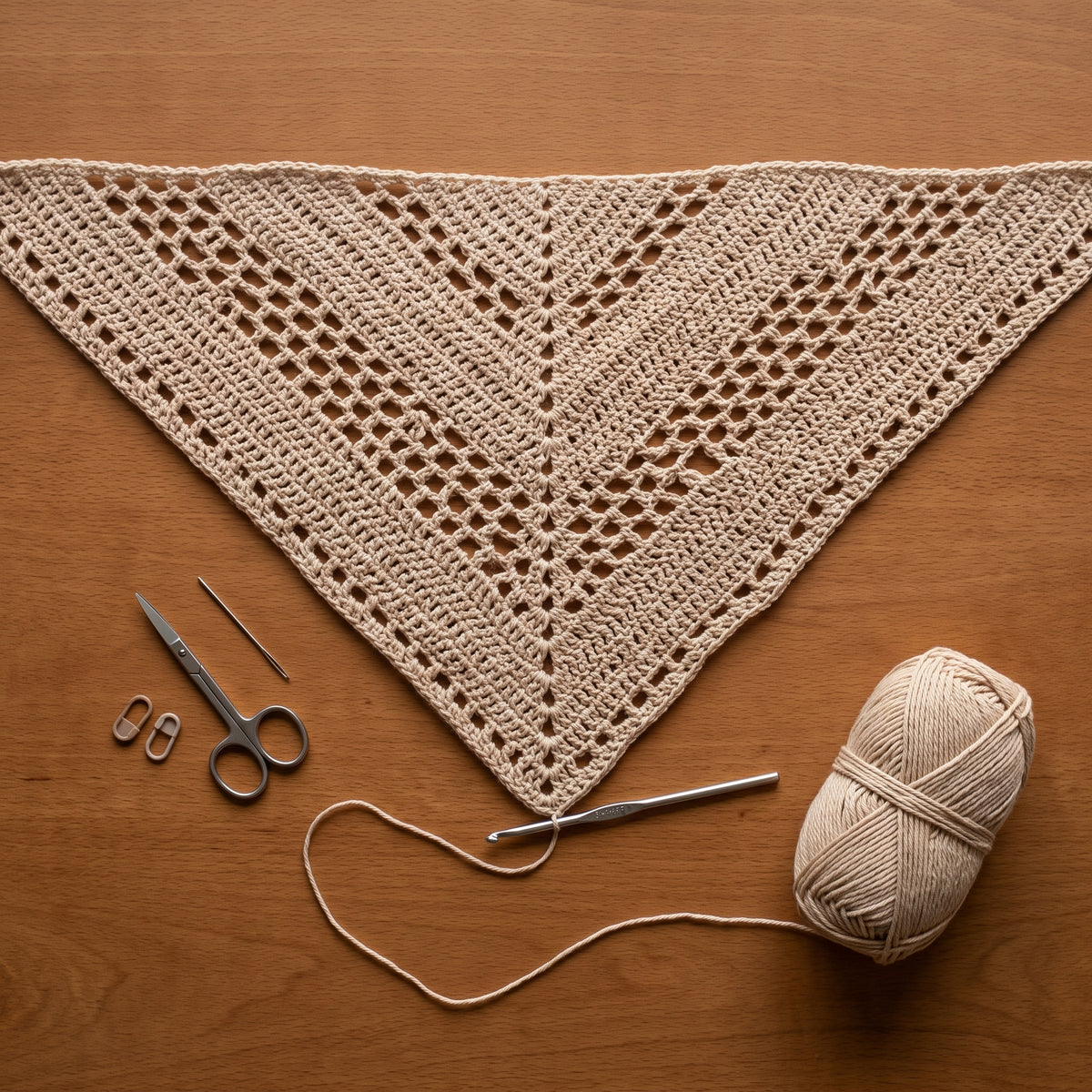 Crochet Shawl Pattern PDF | Oversized Triangle Wrap with Fringe | Make It Any Size You Like | Beginner Friendly | Instant Download