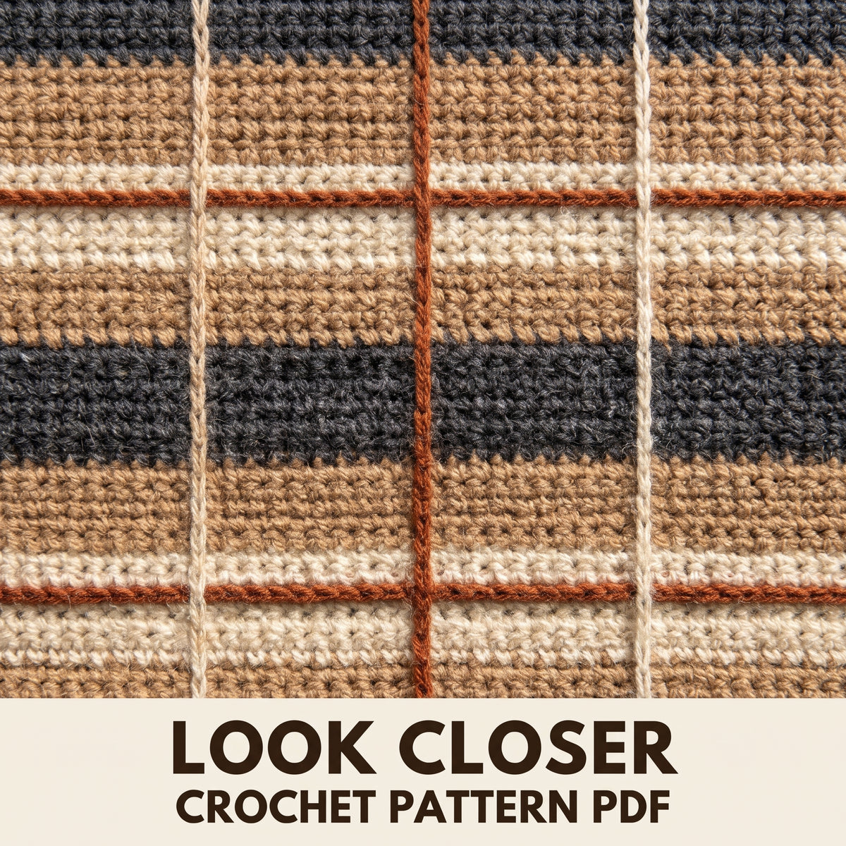 Plaid Long Cardigan Crochet Pattern PDF, Oversized Tartan Duster, Moss Stitch and Surface Crochet, XS to 5XL