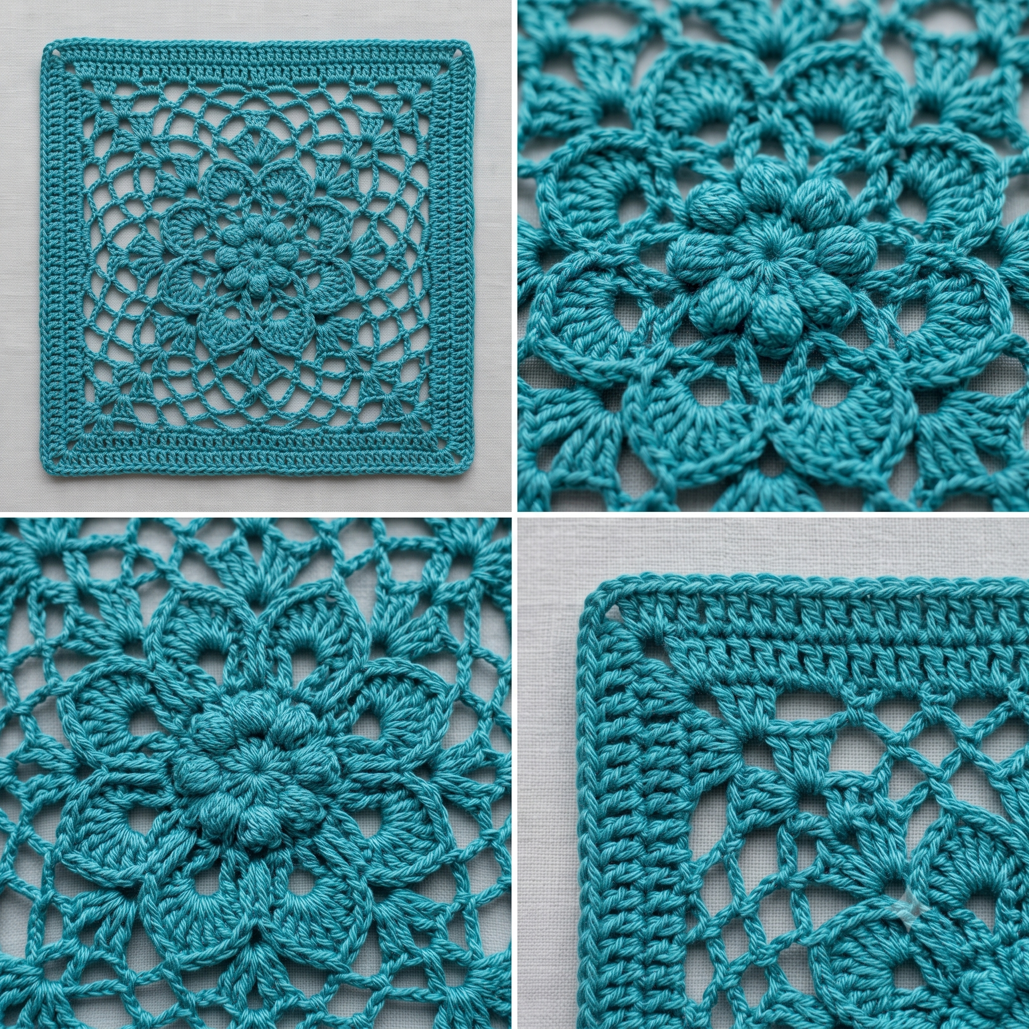 Turkish Granny Square Crochet Pattern PDF, Easy Retro Motif, Lace Granny Square, Blanket Cushion Cardigan, US Terms, Instant Download
