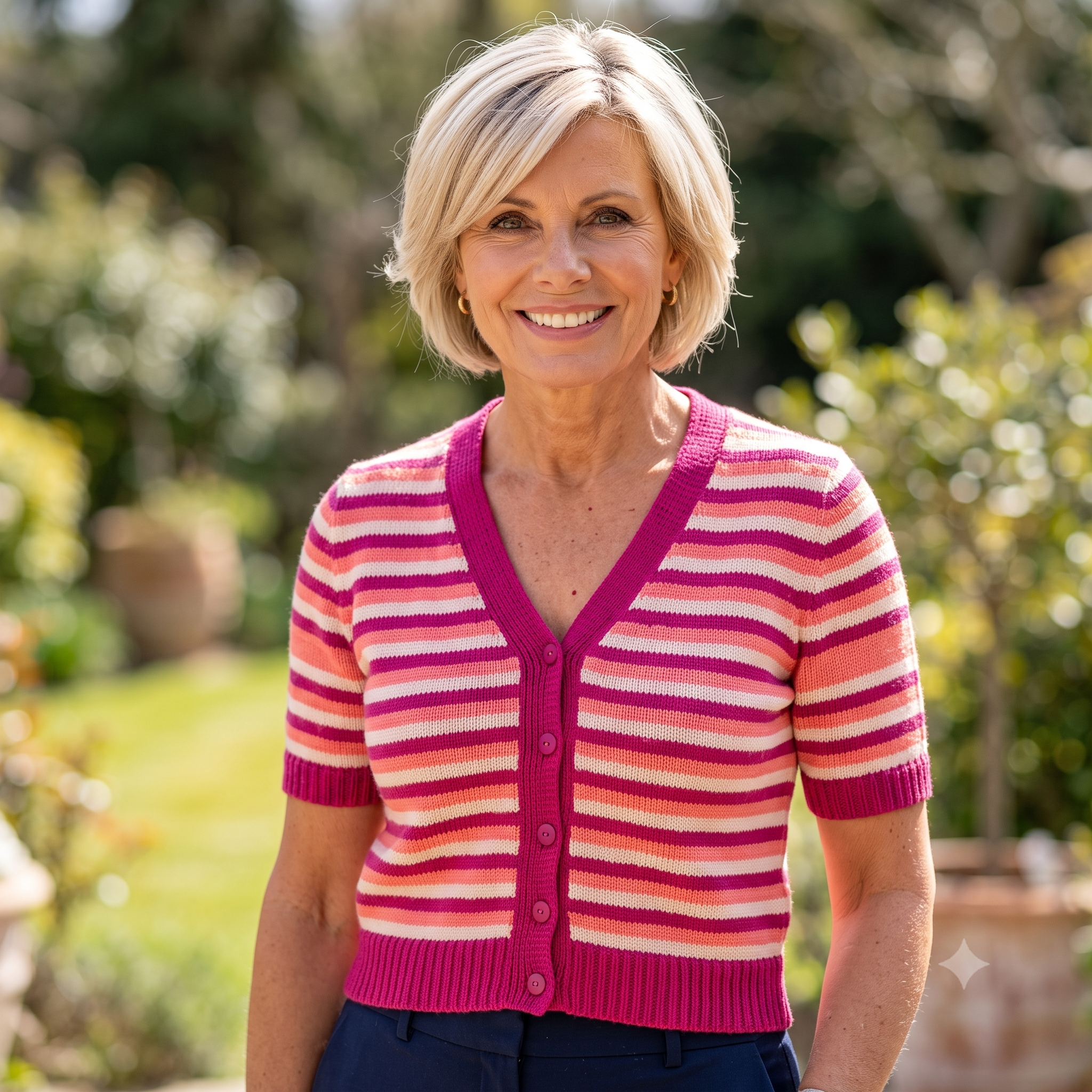 Striped Cardigan Knitting Pattern PDF – Top-Down V-Neck Sweater – Beginner-Friendly Seamless Knit – Fitted Merino Cardigan with Continuous Stripes – Instant Download