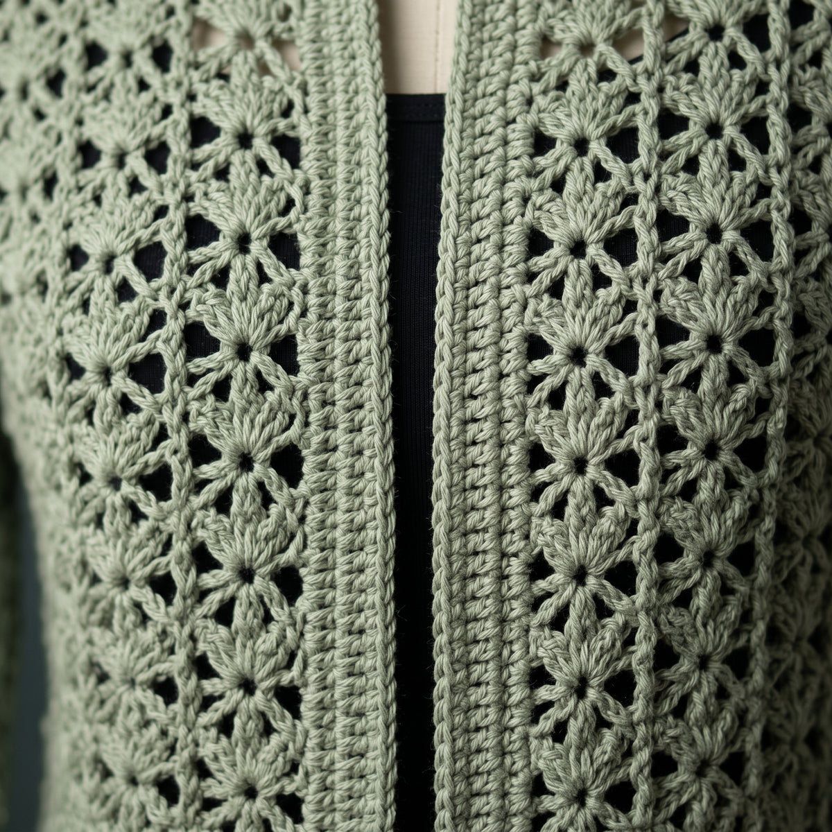 Lace Scallop Cardigan — Crochet Pattern PDF, XS to 5XL