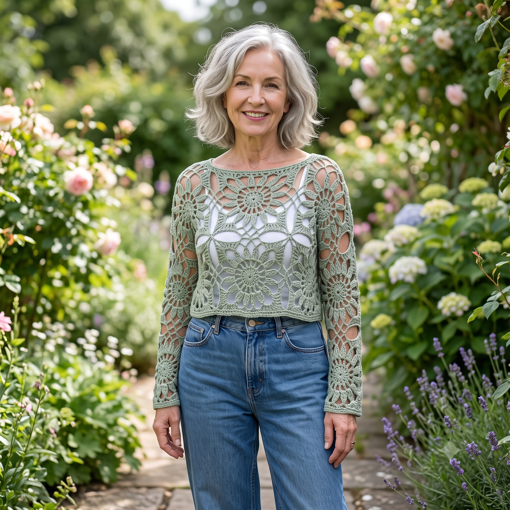 Crochet Top Pattern PDF | Gerbera Daisy Floral Top, Boho Crop Top Vest Shrug, Made to Measure, Beginner, US Terms, Instant Download