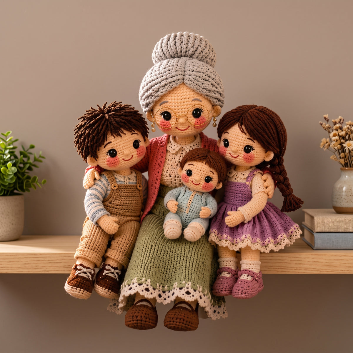 Grandma & Grandchildren Crochet Doll Pattern PDF, Amigurumi Family