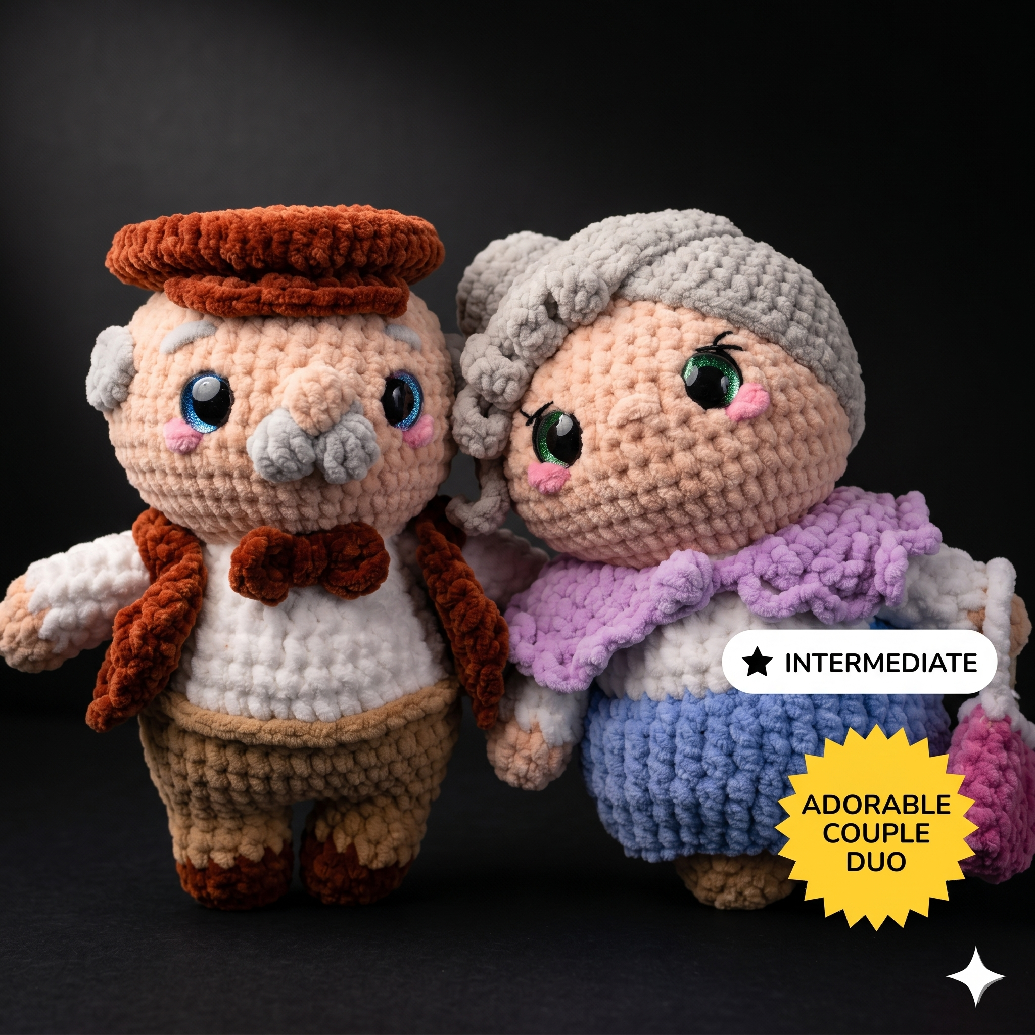Grandpa & Grandma Amigurumi Bundle PDF – Cute Crochet Granny and Grandpa Doll Patterns