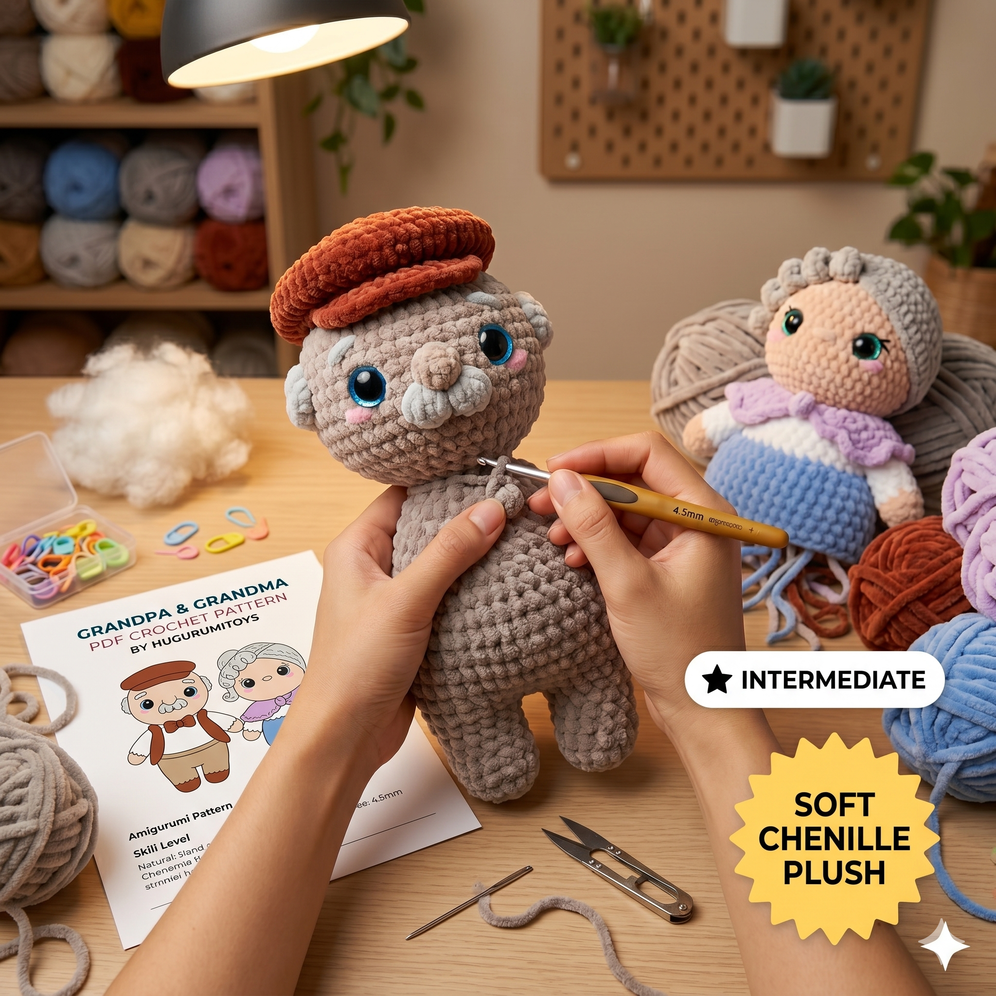 Grandpa & Grandma Amigurumi Bundle PDF – Cute Crochet Granny and Grandpa Doll Patterns