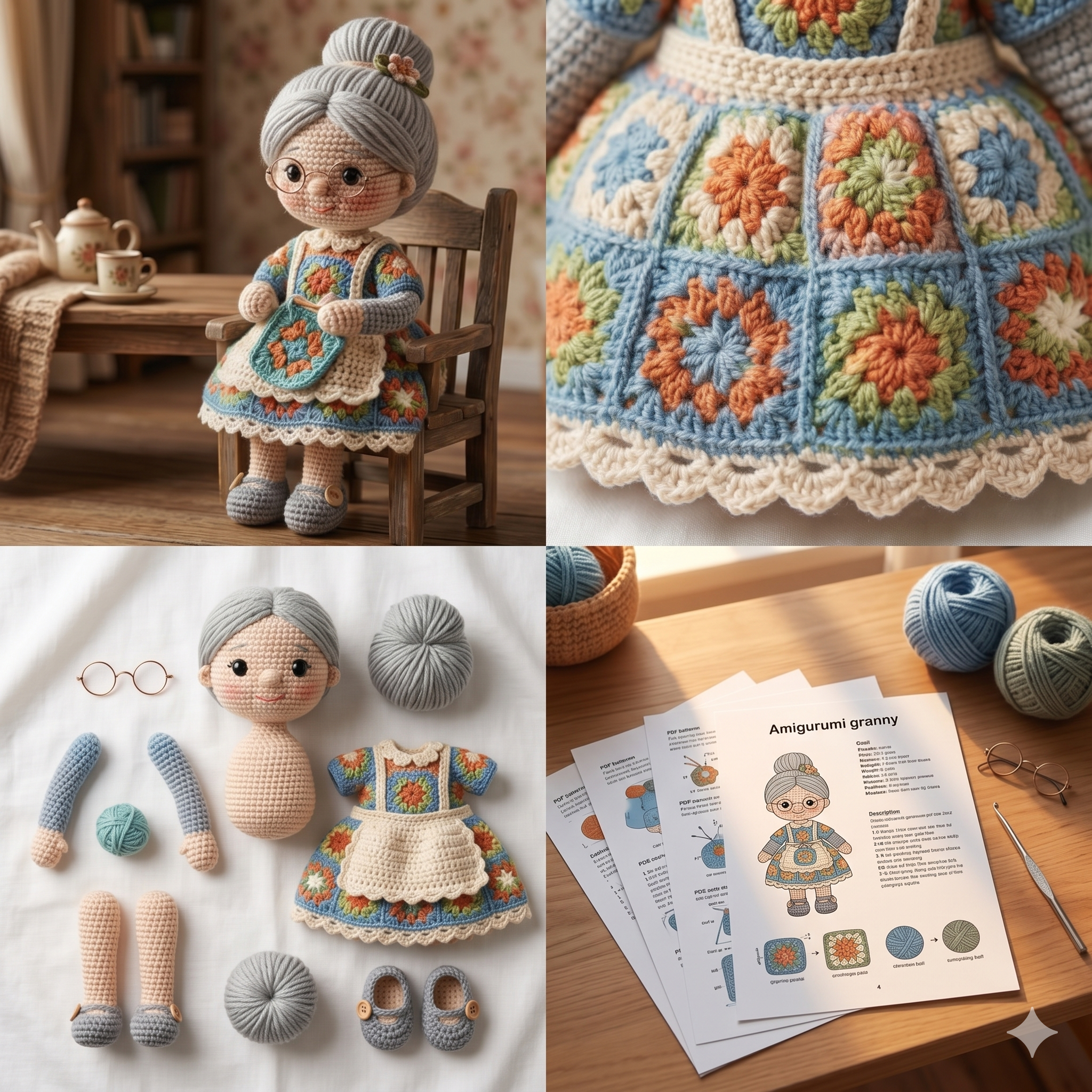 Granny Amigurumi Crochet Pattern ā Grandma Doll PDF Tutorial