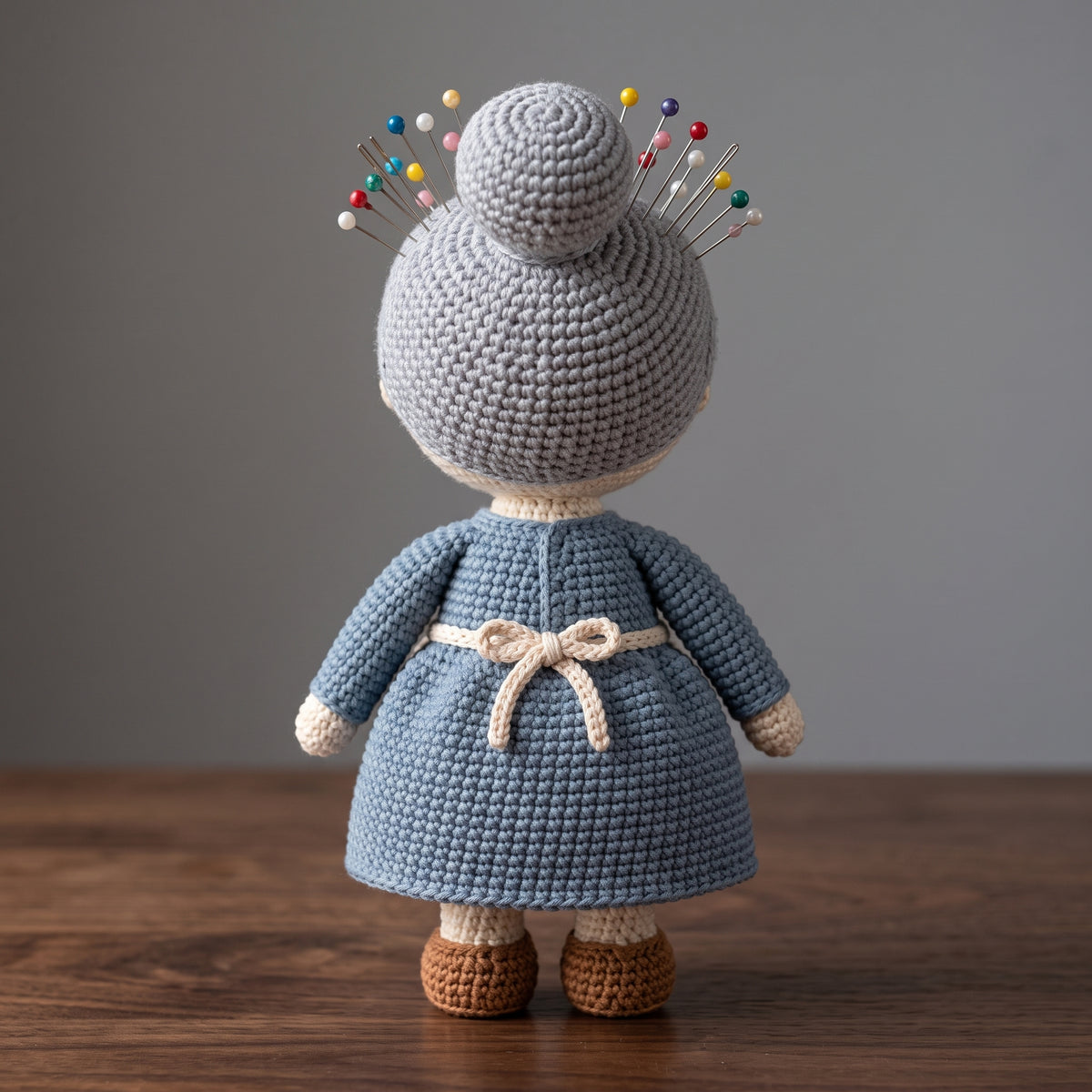 Crochet Pin Cushion Doll Pattern PDF | Amigurumi Grandma with Bun Pincushion | 28 cm Doll | Gift for Sewists