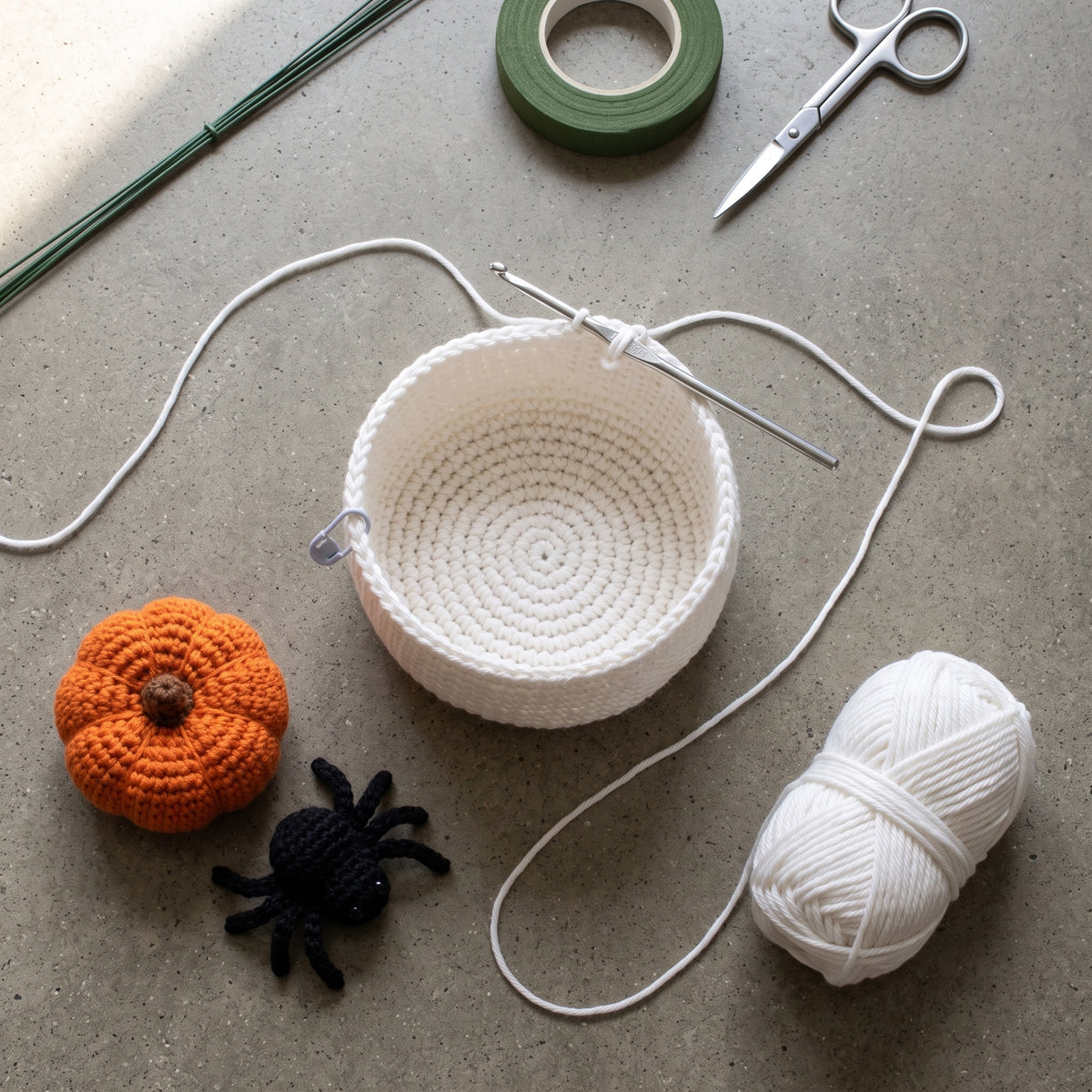 Halloween Crochet Pattern PDF, 3 Flower Pot Planters, Ghost Pumpkin