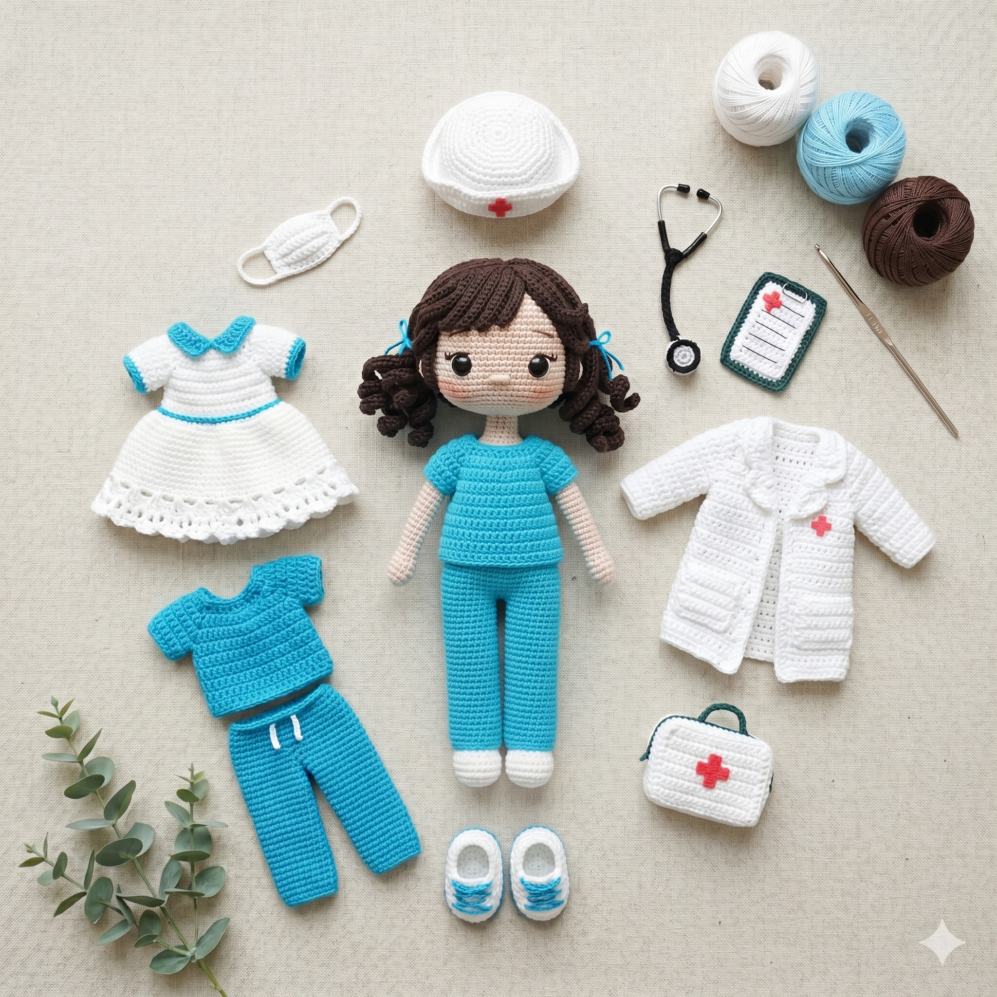 Helen the Nurse β Crochet Amigurumi Pattern (PDF) | 2-in-1 Nurse & Doctor Doll