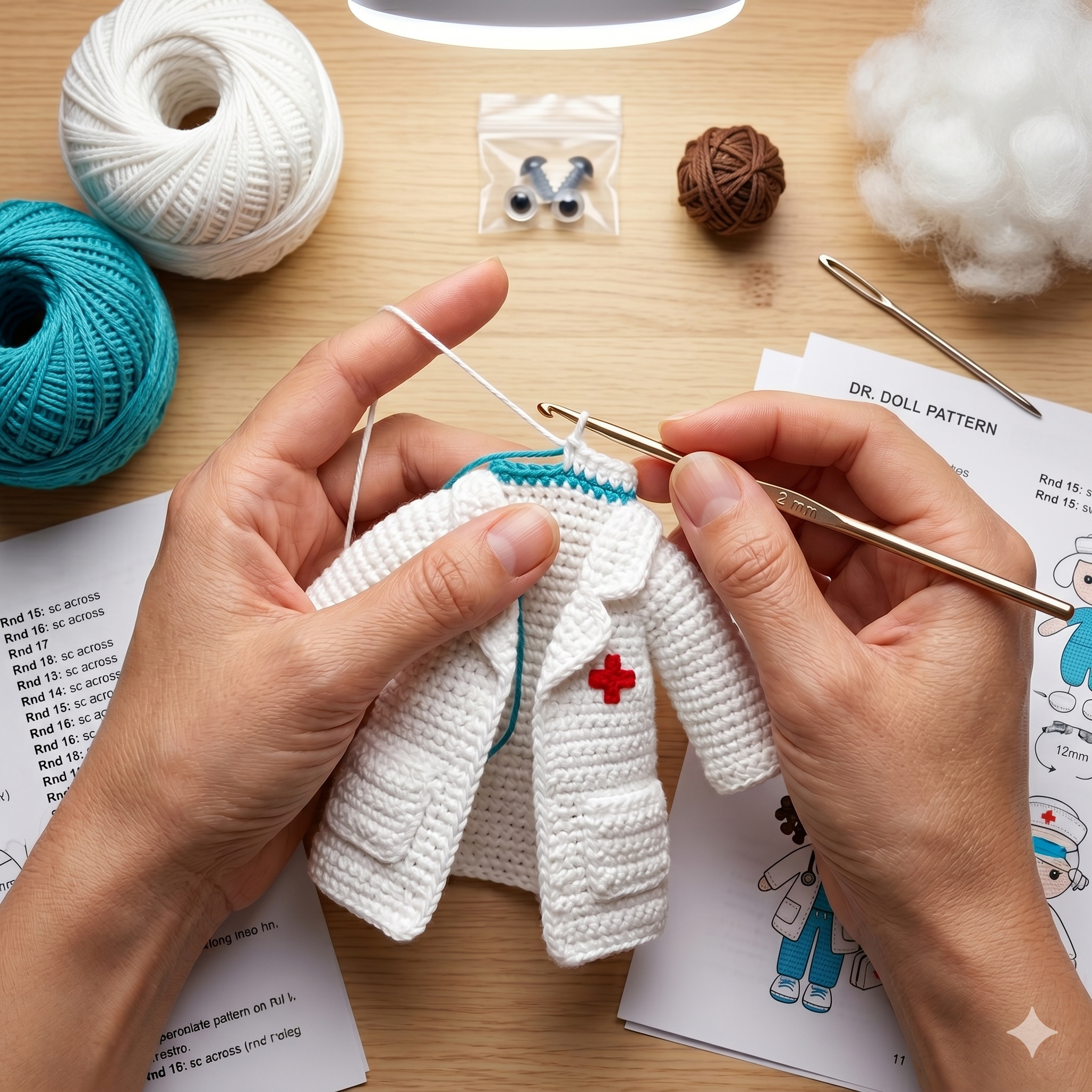 Helen the Nurse β Crochet Amigurumi Pattern (PDF) | 2-in-1 Nurse & Doctor Doll