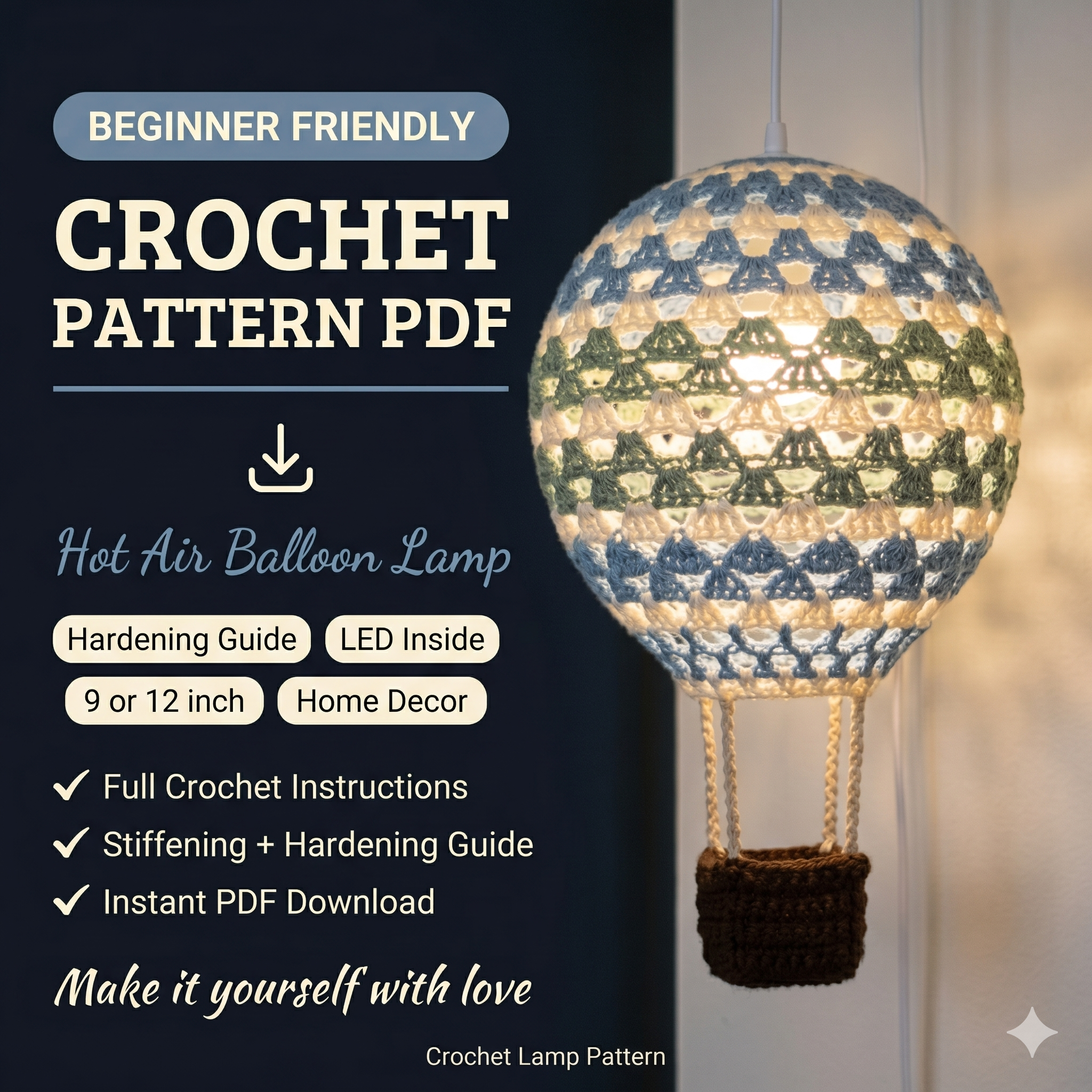 Hot Air Balloon Lamp Crochet Pattern
