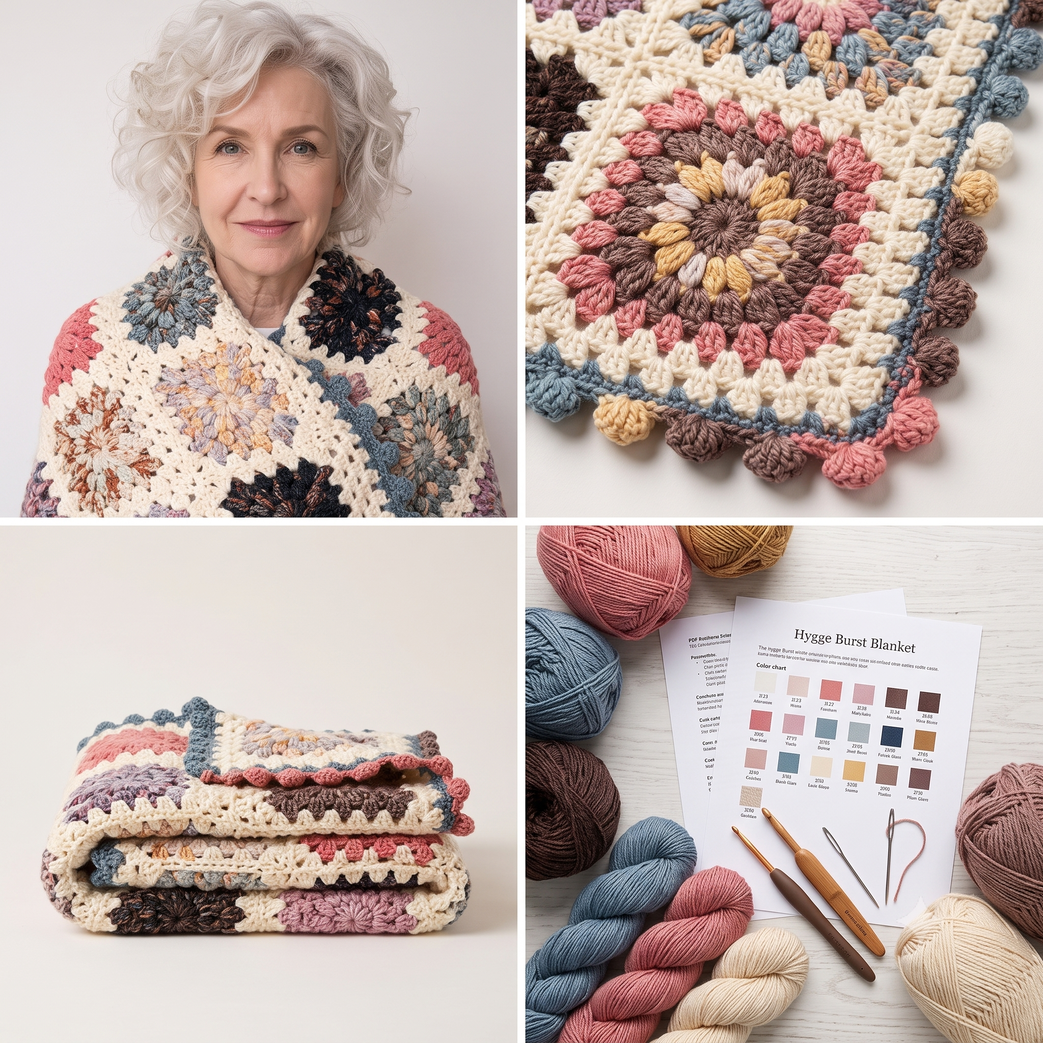 Hygge Burst Blanket โ Crochet Pattern (PDF + Video) | Sunburst Granny Square Throw