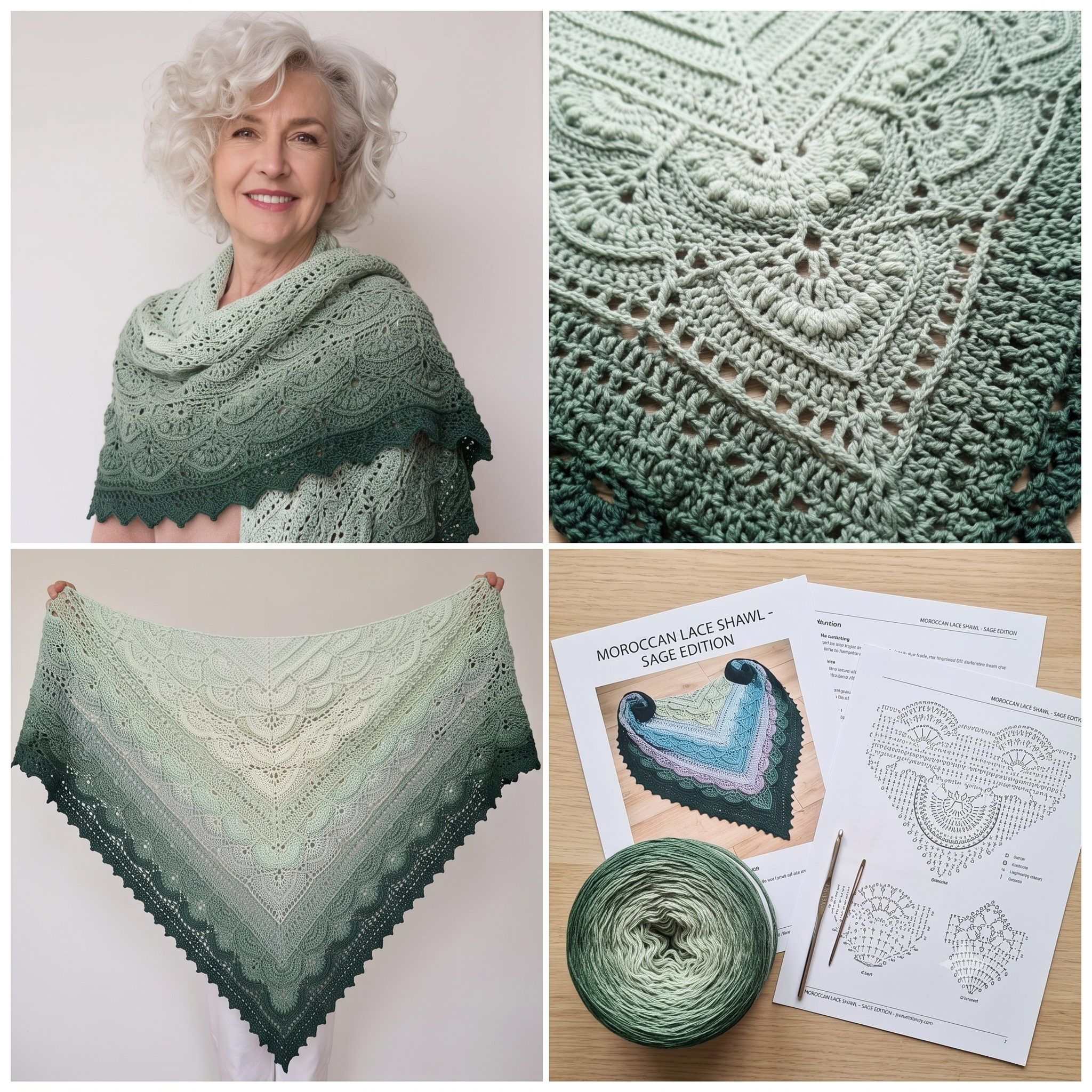 Moroccan-Inspired Shawl โ Crochet Pattern (PDF) | Textured Post-Stitch Wrap