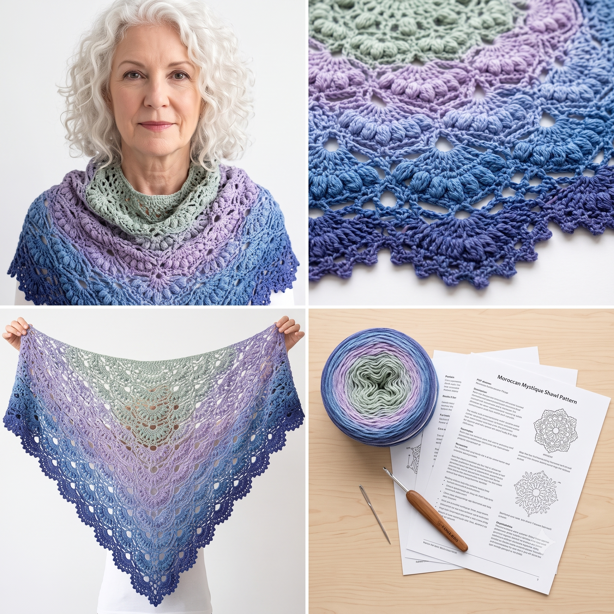 Moroccan-Inspired Shawl โ Crochet Pattern (PDF) | Textured Post-Stitch Wrap