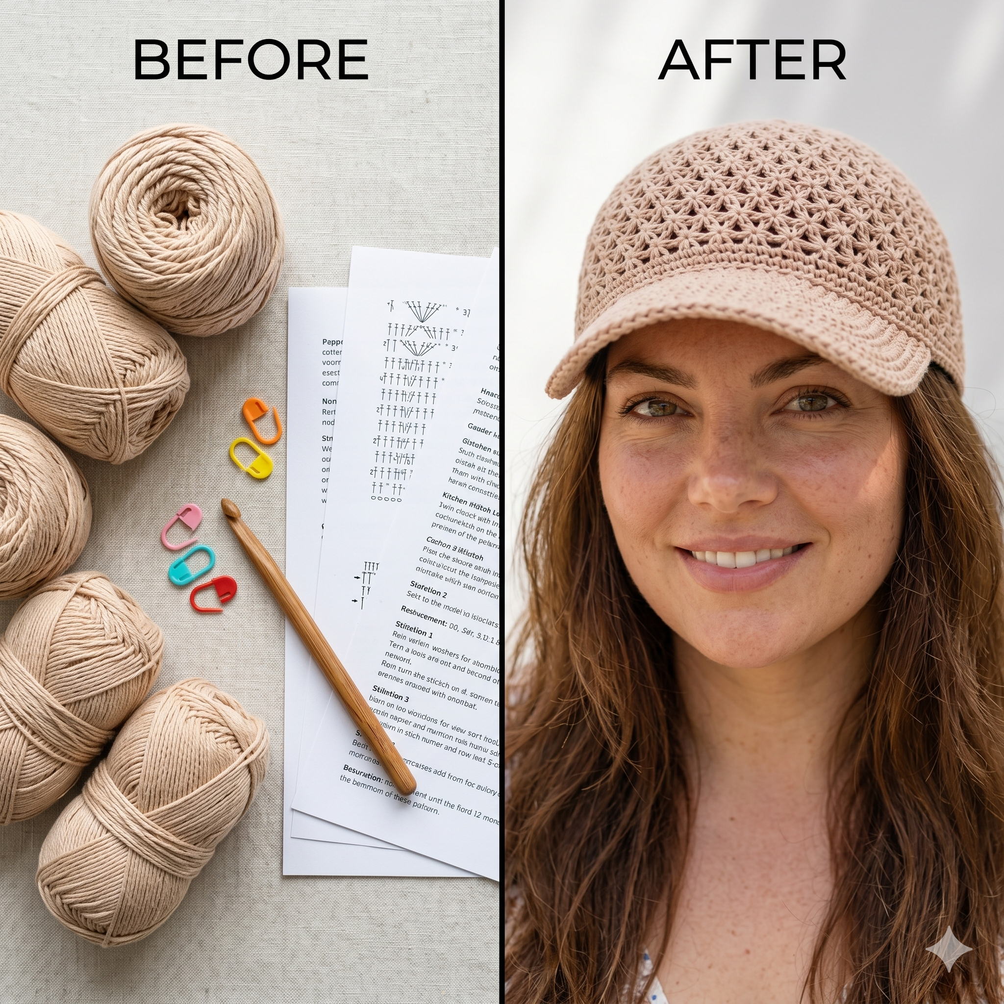 Lace Baseball Cap โ Crochet Pattern (PDF) | Star Stitch Summer Hat