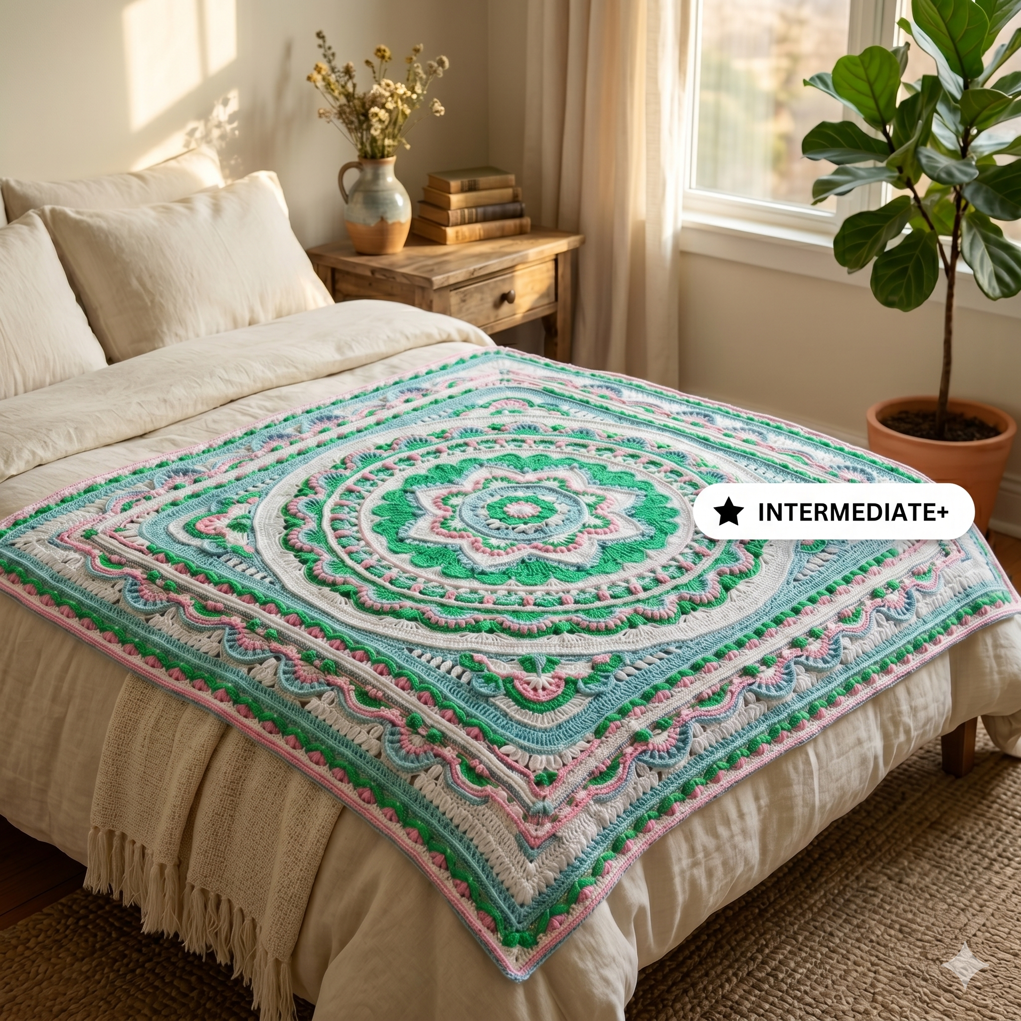 Lotus Crochet Blanket Pattern: Photo Tutorial (PDF)