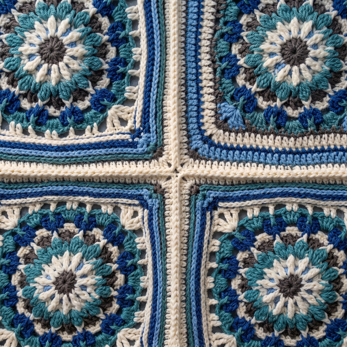 Mandala Blanket Crochet Pattern PDF, 25 Square Sampler Afghan