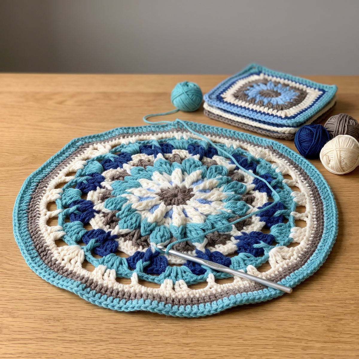 Mandala Blanket Crochet Pattern PDF, 25 Square Sampler Afghan