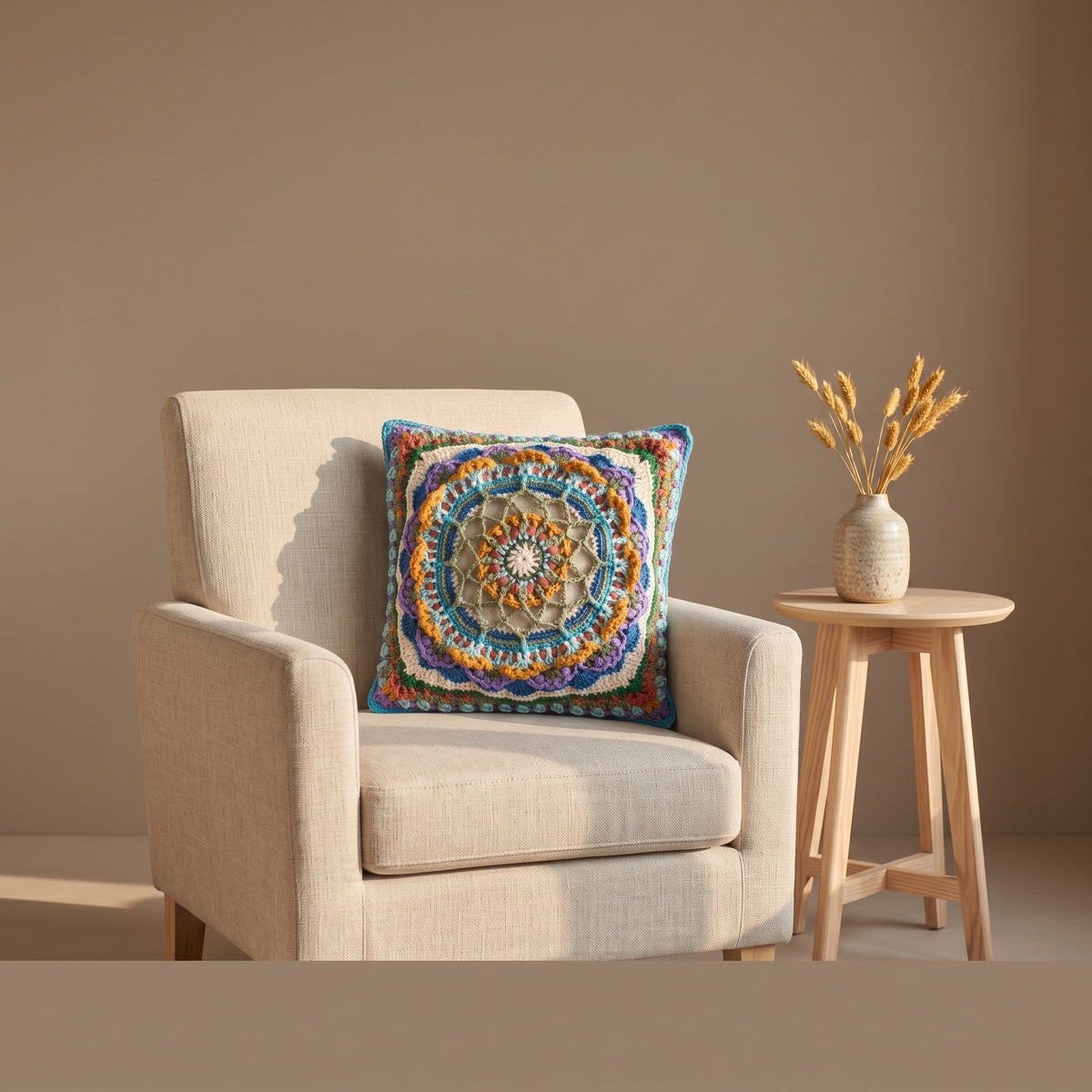 Mandala Cushion Cover Crochet Pattern PDF, 16 in Pillow Cover