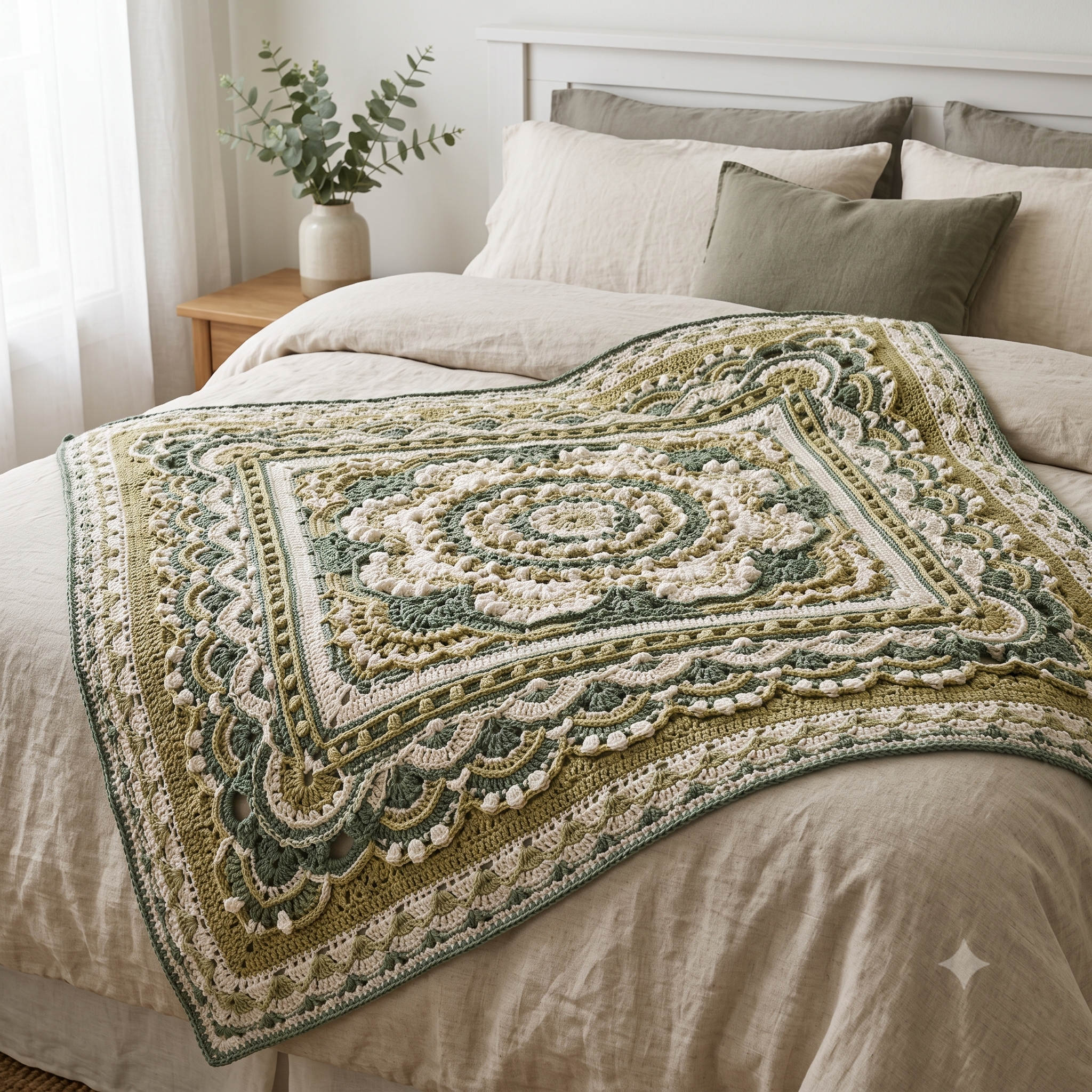 Blooming Joy Mandala Square — Crochet Pattern (PDF) | Floral Textured Afghan Block
