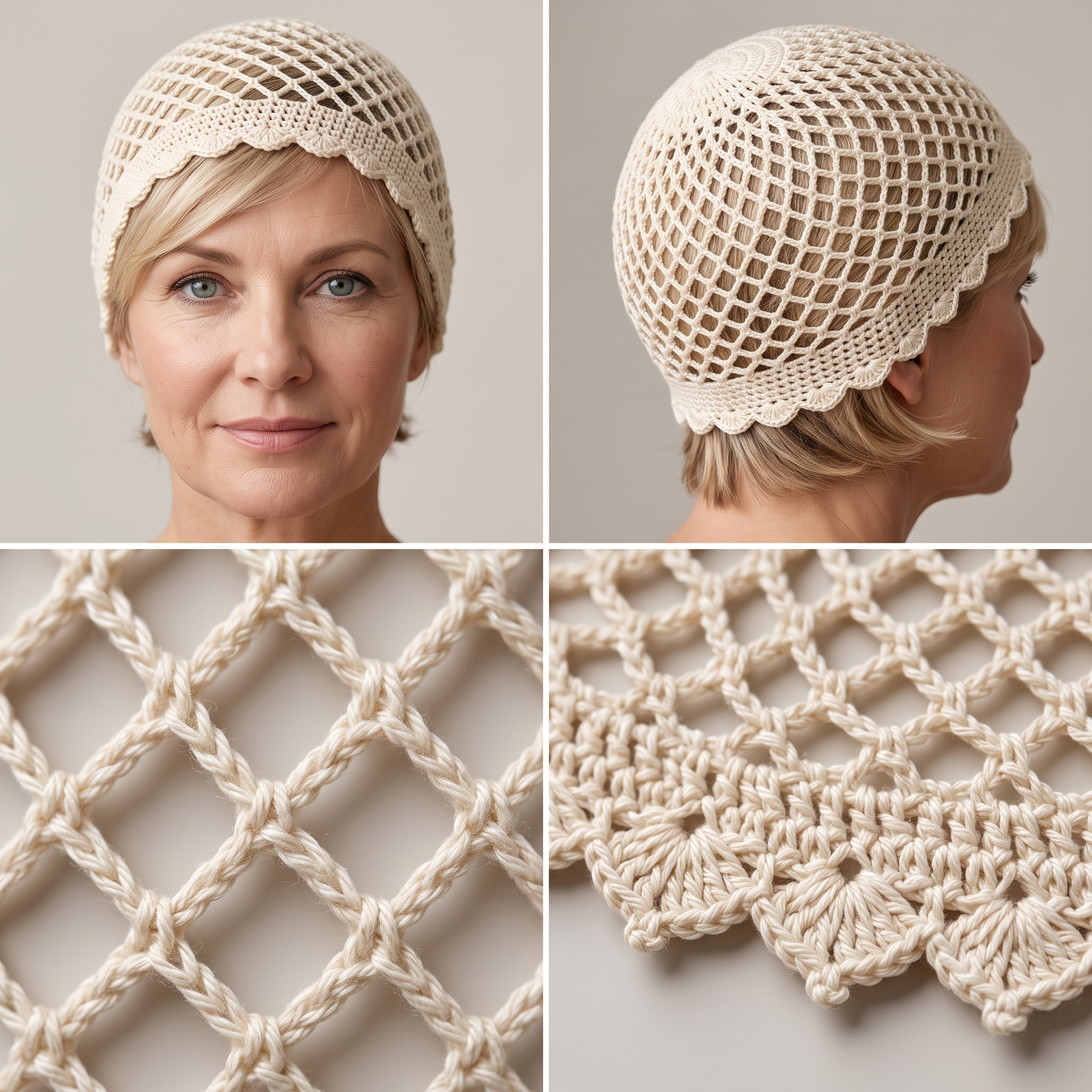 Mesh Beanie Crochet Pattern PDF, Summer Boho Hat, Easy Mesh Cap, Lightweight Cotton Beanie, Beginner Friendly, Bilingual EN/IT, US Terms