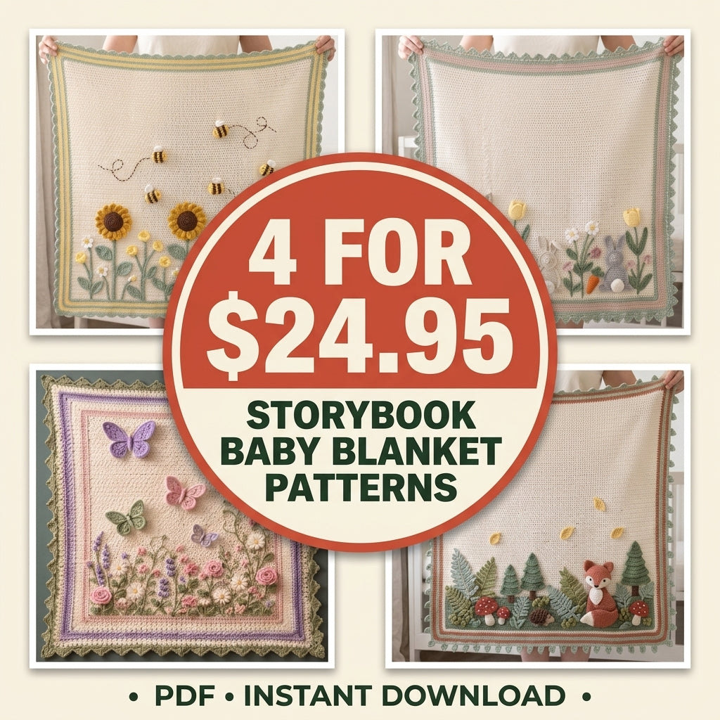 The Storybook Meadow Baby Blanket Collection – 4 PDF Crochet Patterns