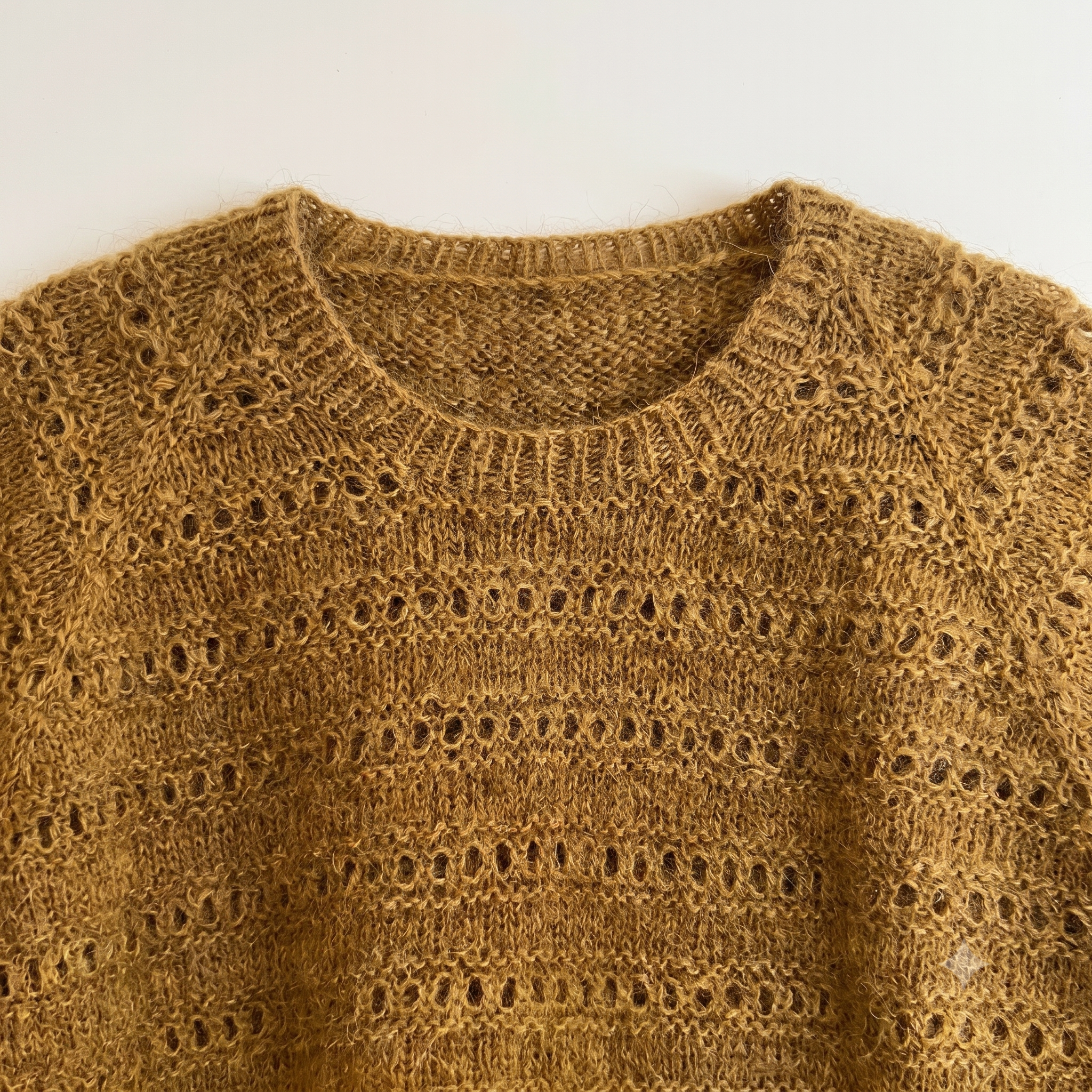 Mohair Tee Knitting Pattern PDF | Top Down Raglan Short Sleeve Sweater | Textured Eyelet Knit | 9 Sizes | Instant Download