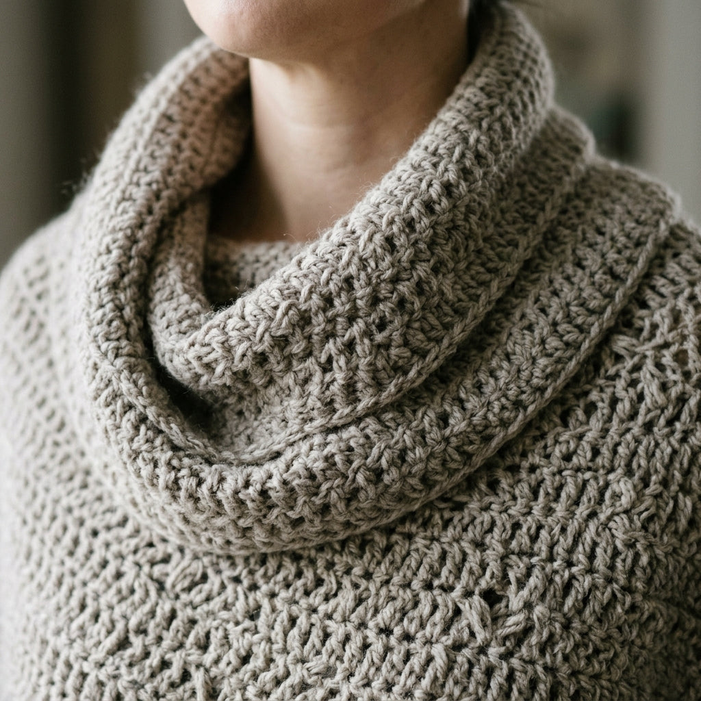 Crochet Poncho Shawl Pattern PDF, Asymmetrical Wrap with Cowl Neck, Easy Crochet Shawl, Worsted Weight, Moonveil