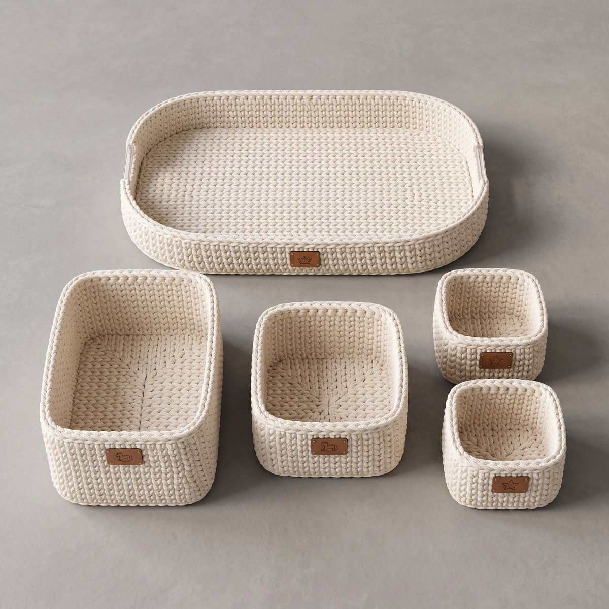 Nursery Diaper Caddy Crochet Pattern PDF, 5-Piece Basket Organizer
