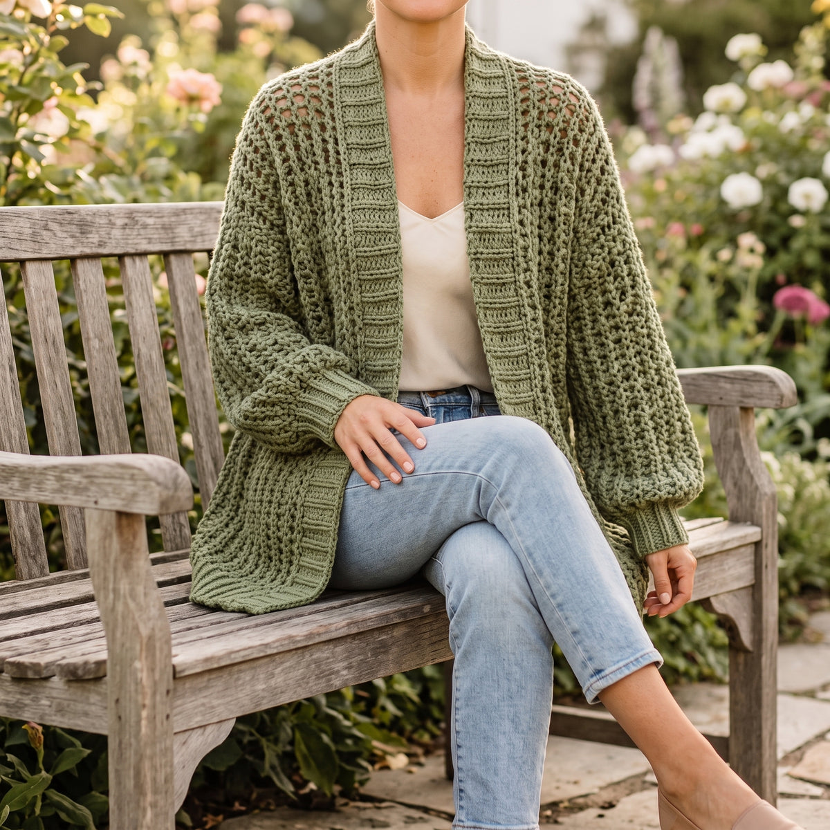 Oversized Cardigan Crochet Pattern | Easy Chunky Cardigan for Beginners, No Buttons | Sizes S/M to 2XL/3XL | Instant Download PDF