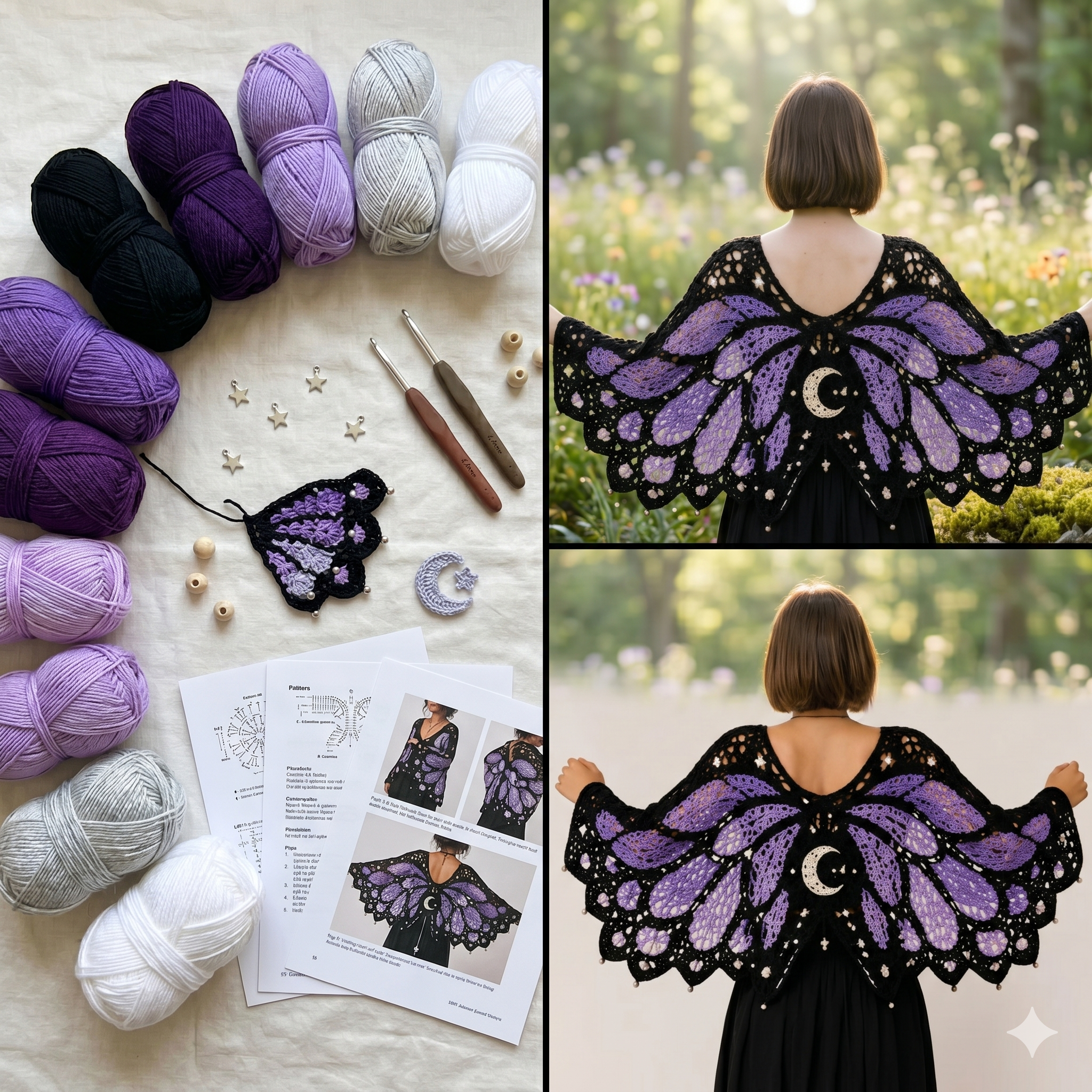Butterfly cardigan Crochet Pattern PDF | Oversized Wing Cardigan Adult Sizes XS 5XL Instant Download Nature Fashion Gift for Crocheter DIY