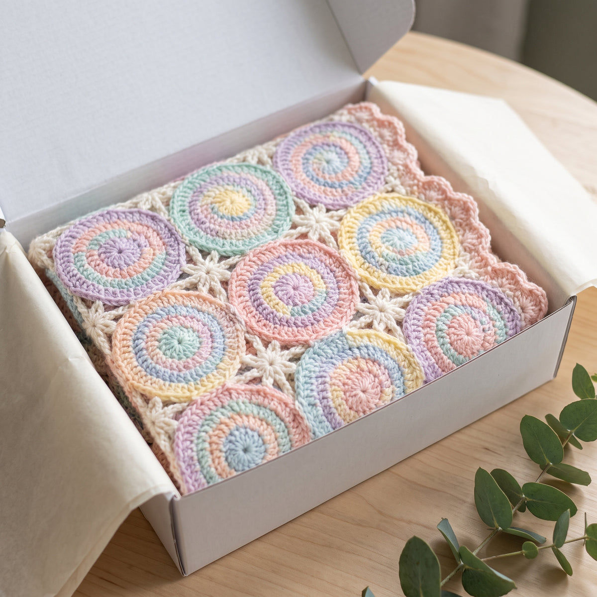 Pastel Spiral Baby Blanket Crochet Pattern PDF, Swirl Motif Baby Afghan with Star Joins, Baby Shower Gift, Instant Download