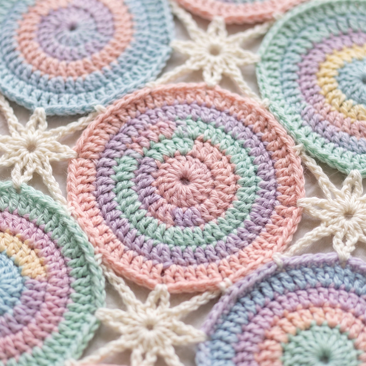 Pastel Spiral Baby Blanket Crochet Pattern PDF, Swirl Motif Baby Afghan with Star Joins, Baby Shower Gift, Instant Download