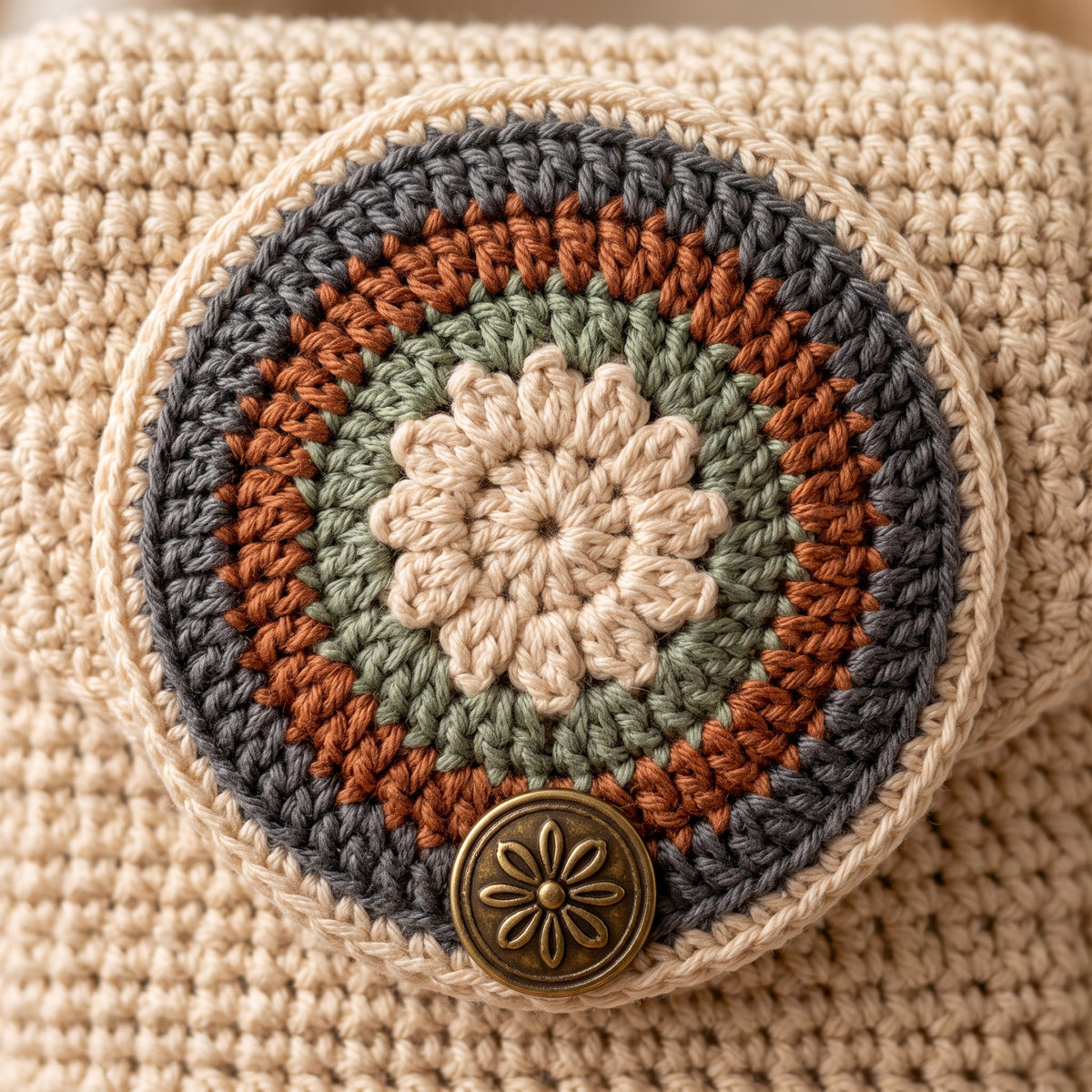 Phone Bag Crochet Pattern PDF | Boho Crossbody Pouch with Mandala Flap and Braided Strap, US Terms