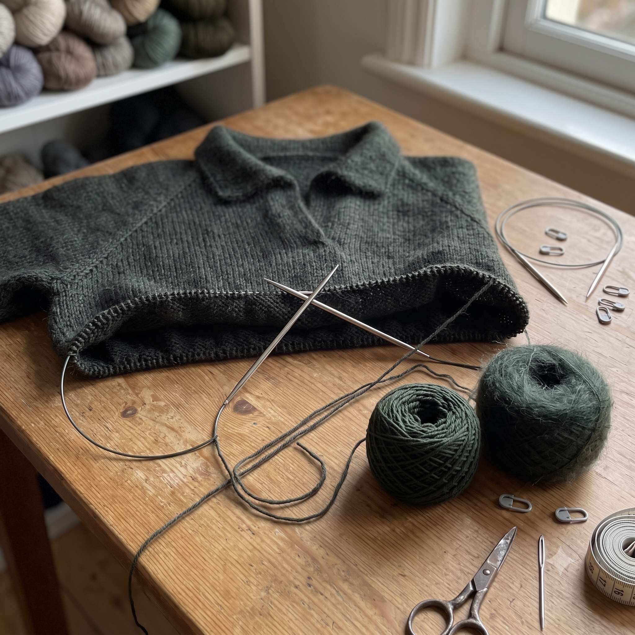 Polo Sweater Knitting Pattern PDF | Top Down Mohair Jumper with Knitted Collar | 9 Sizes | Seamless Knitting Pattern | Instant Download