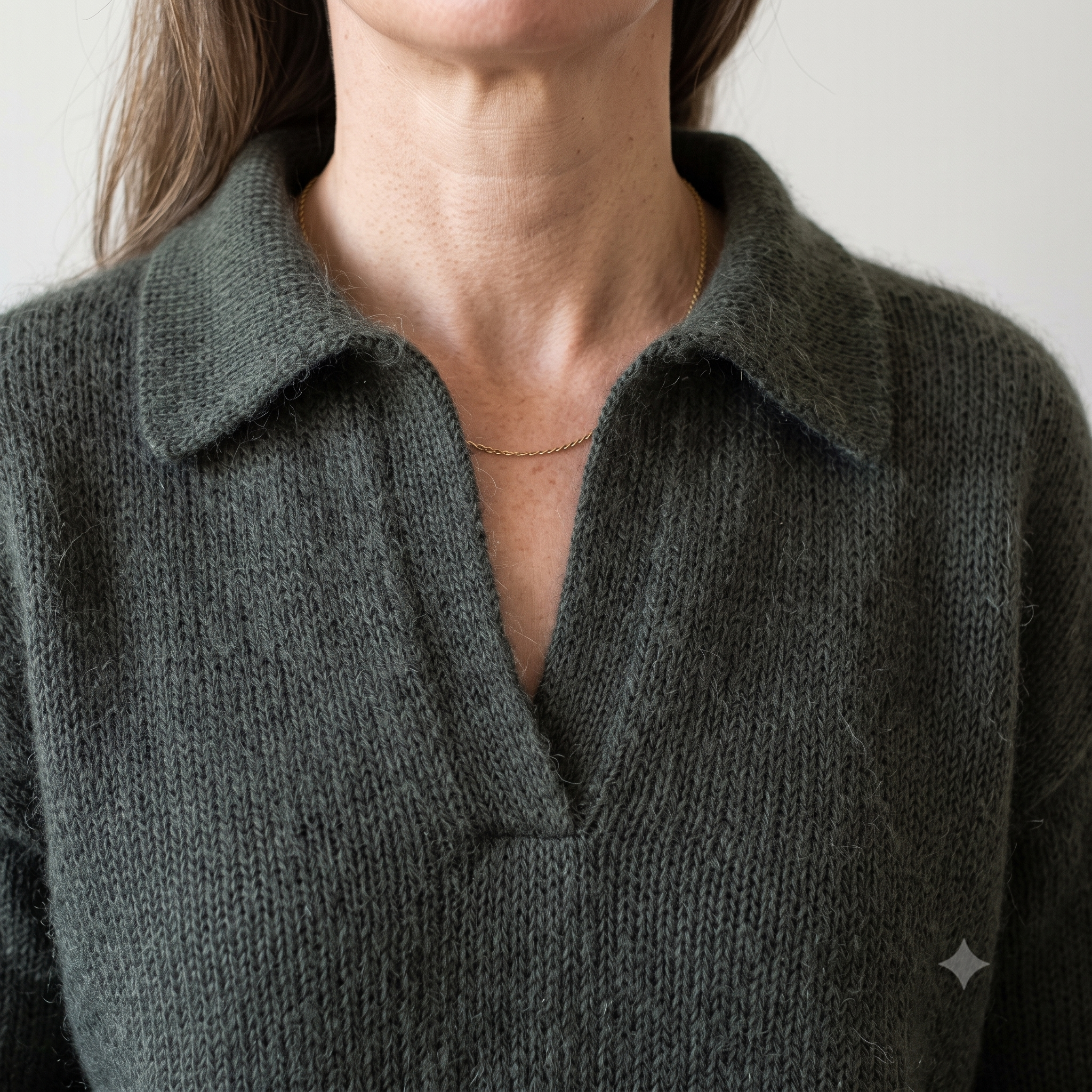 Polo Sweater Knitting Pattern PDF | Top Down Mohair Jumper with Knitted Collar | 9 Sizes | Seamless Knitting Pattern | Instant Download