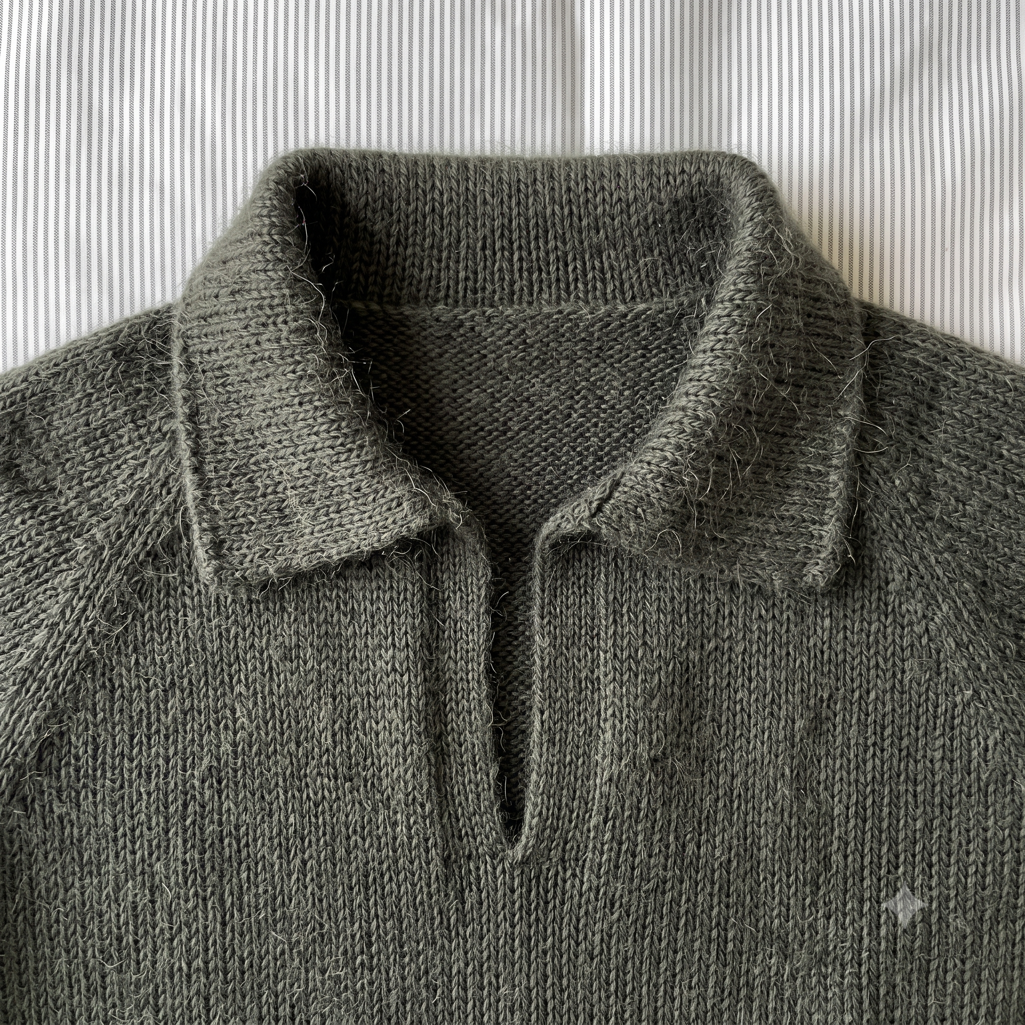 Polo Sweater Knitting Pattern PDF | Top Down Mohair Jumper with Knitted Collar | 9 Sizes | Seamless Knitting Pattern | Instant Download