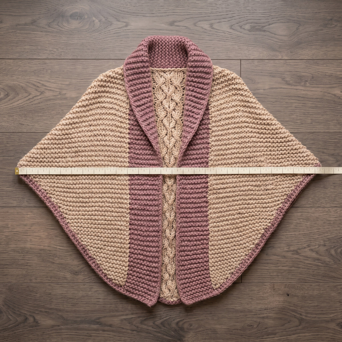 Poncho Knitting Pattern PDF, Garter Stitch Wrap with Cable Spine