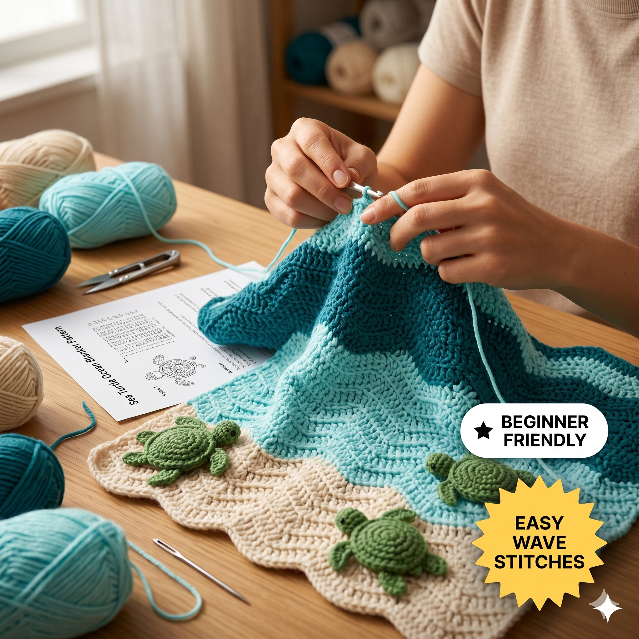 Sea Turtle Crochet Blanket Pattern, Ocean Afghan, Crochet Pattern, Instant Download Pattern, Ocean Blanket Pattern, DIY Sea Turtle Blanket,