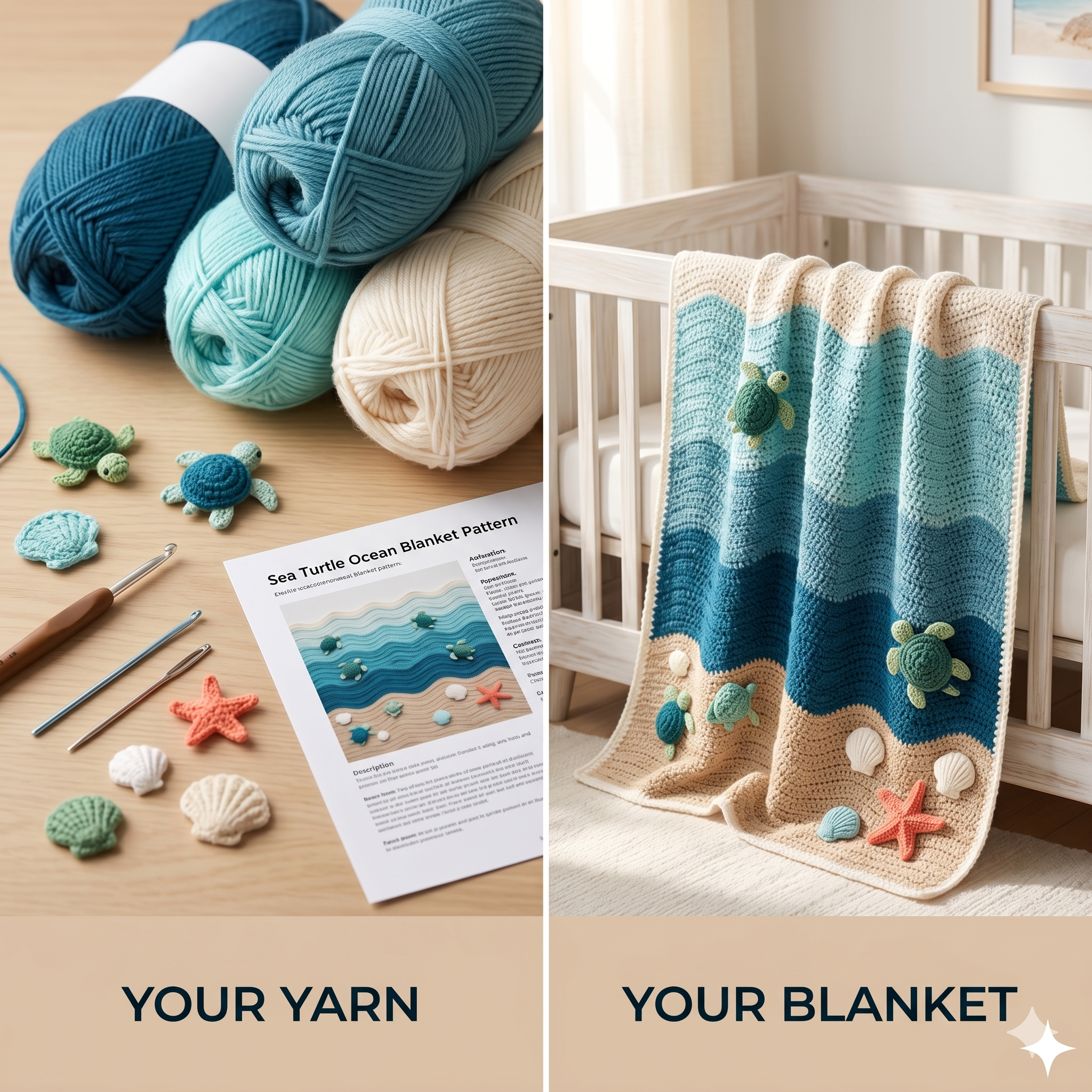 Sea Turtle Crochet Blanket Pattern, Ocean Afghan, Crochet Pattern, Instant Download Pattern, Ocean Blanket Pattern, DIY Sea Turtle Blanket,