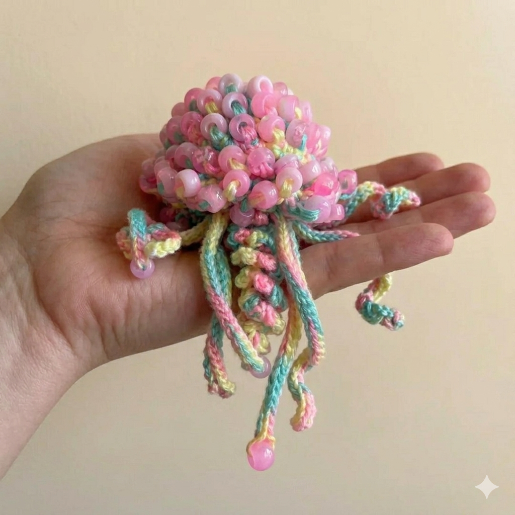 Sensory Jellyfish Crochet Pattern No Sew with Pony Beads PDF English