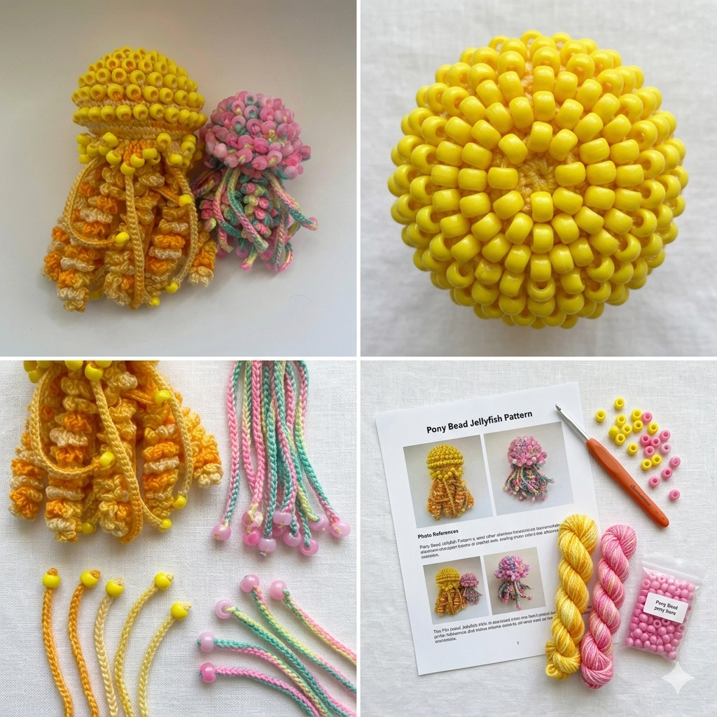 Sensory Jellyfish Crochet Pattern No Sew with Pony Beads PDF English