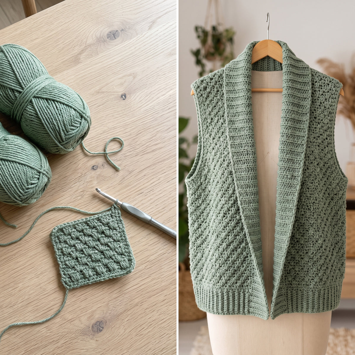 Shawl Collar Crochet Vest Pattern PDF, Oversized Sleeveless Crochet Cardigan, Boho Summer Vest, Sizes XS to 5XL