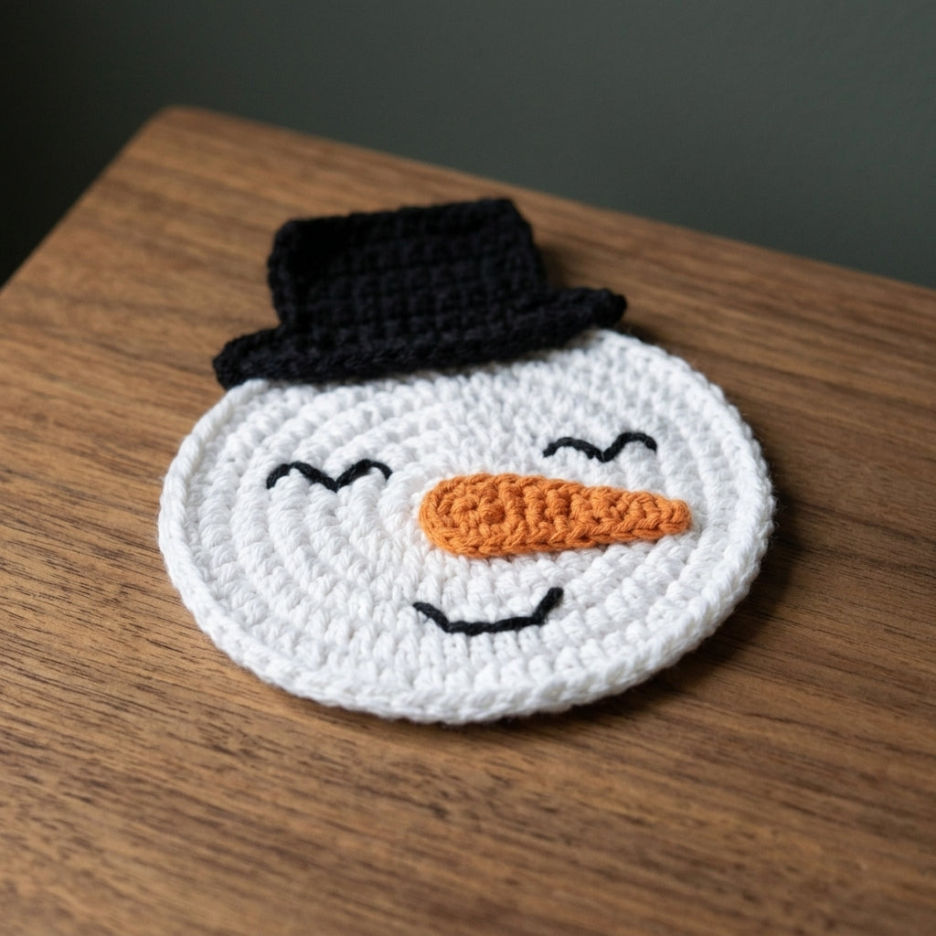 Snowman Coaster Crochet Pattern PDF, Christmas Table Decor, Quick Holiday Gift, Beginner Friendly, 4 Languages