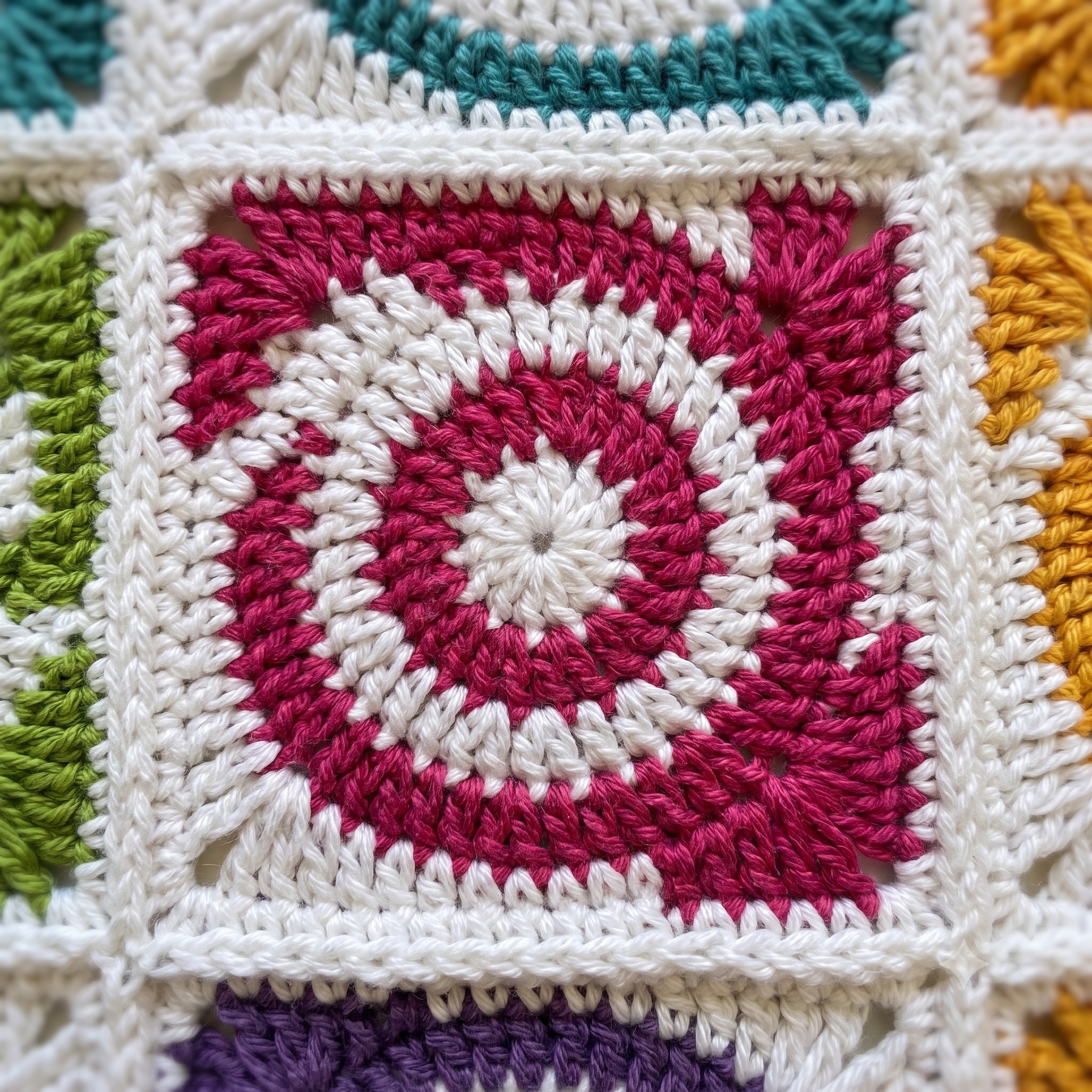 Spiral Granny Square Baby Blanket Crochet Pattern PDF | Join As You Go Blanket | Pom Pom Edging | DK Weight | Instant Download